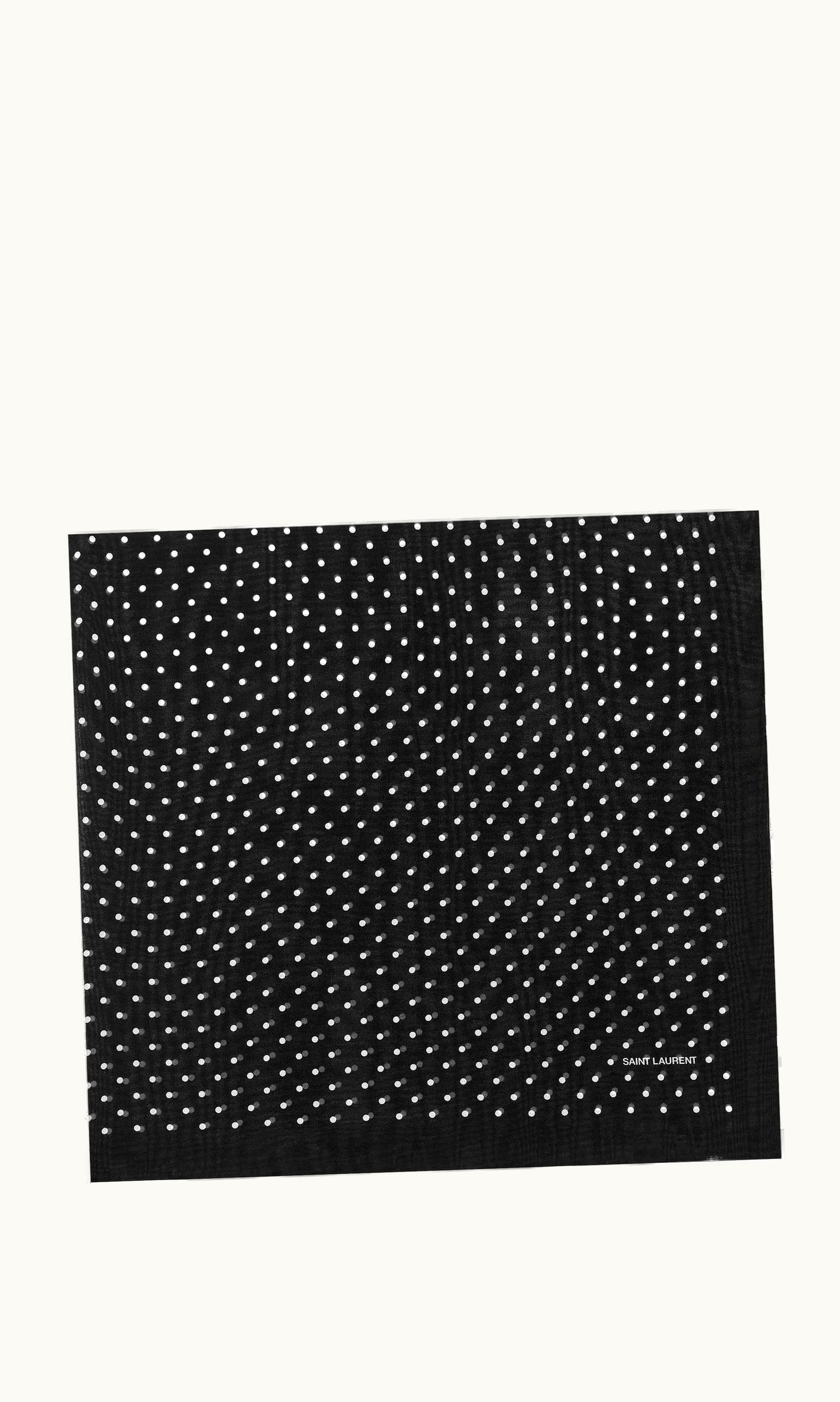 Saint Laurent Saint Laurent Square Scarf In Dotted Silk Georgette Black And Ivory