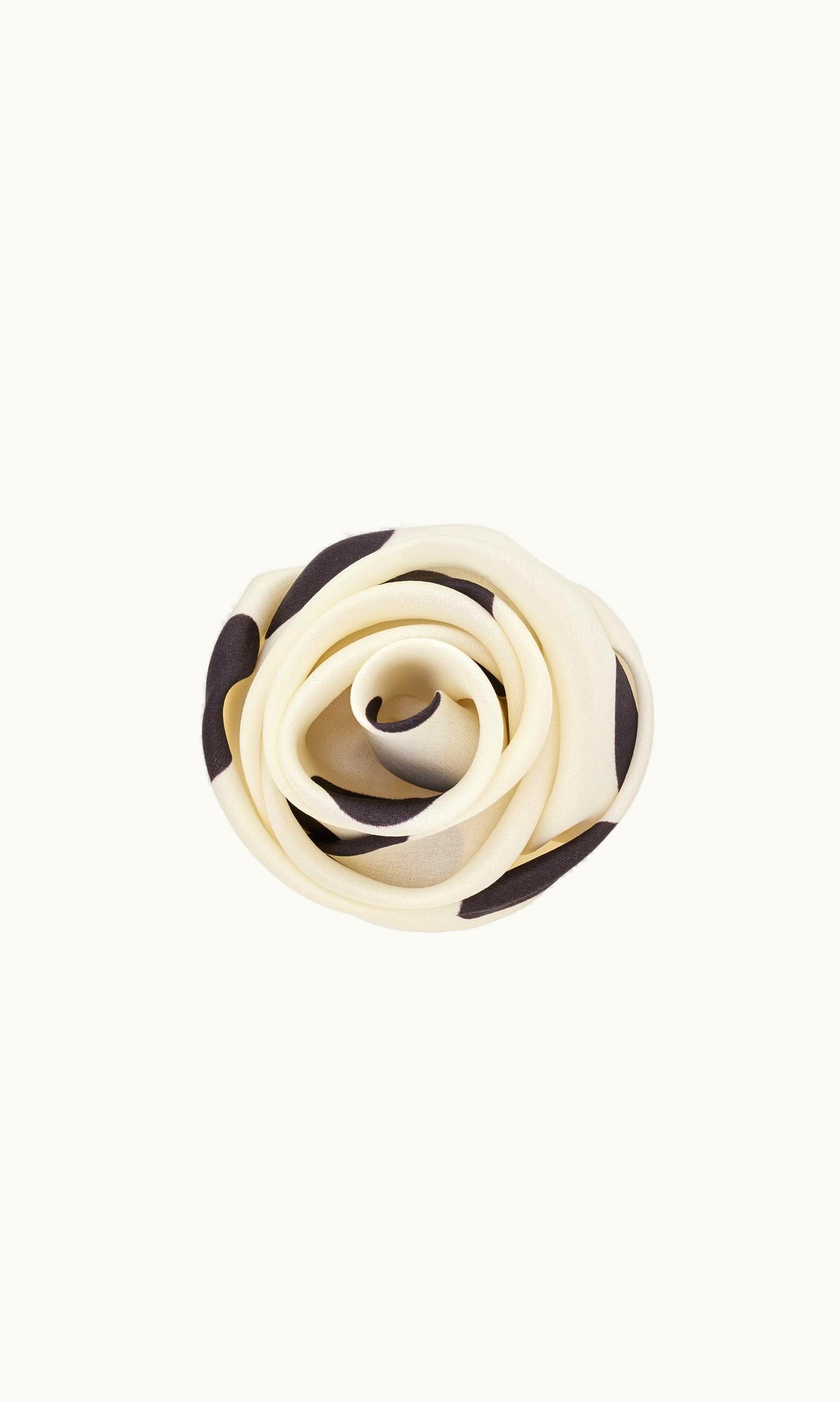 Saint Laurent Saint Laurent Rose Brooch In Dotted Silk Organza Black And Ivory