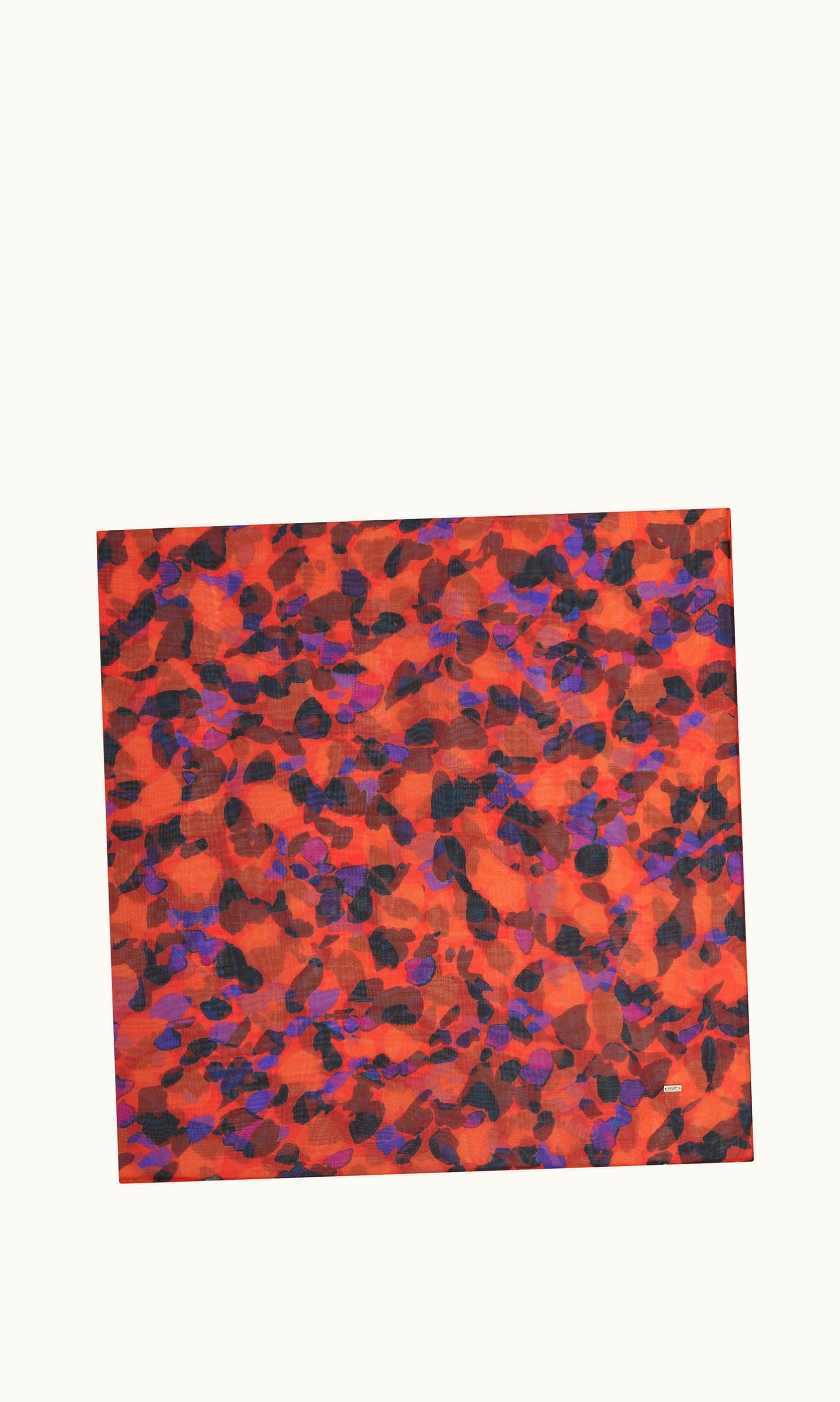 Saint Laurent Saint Laurent Square Scarf In Floral Silk Muslin Orange, Red And Multicolor