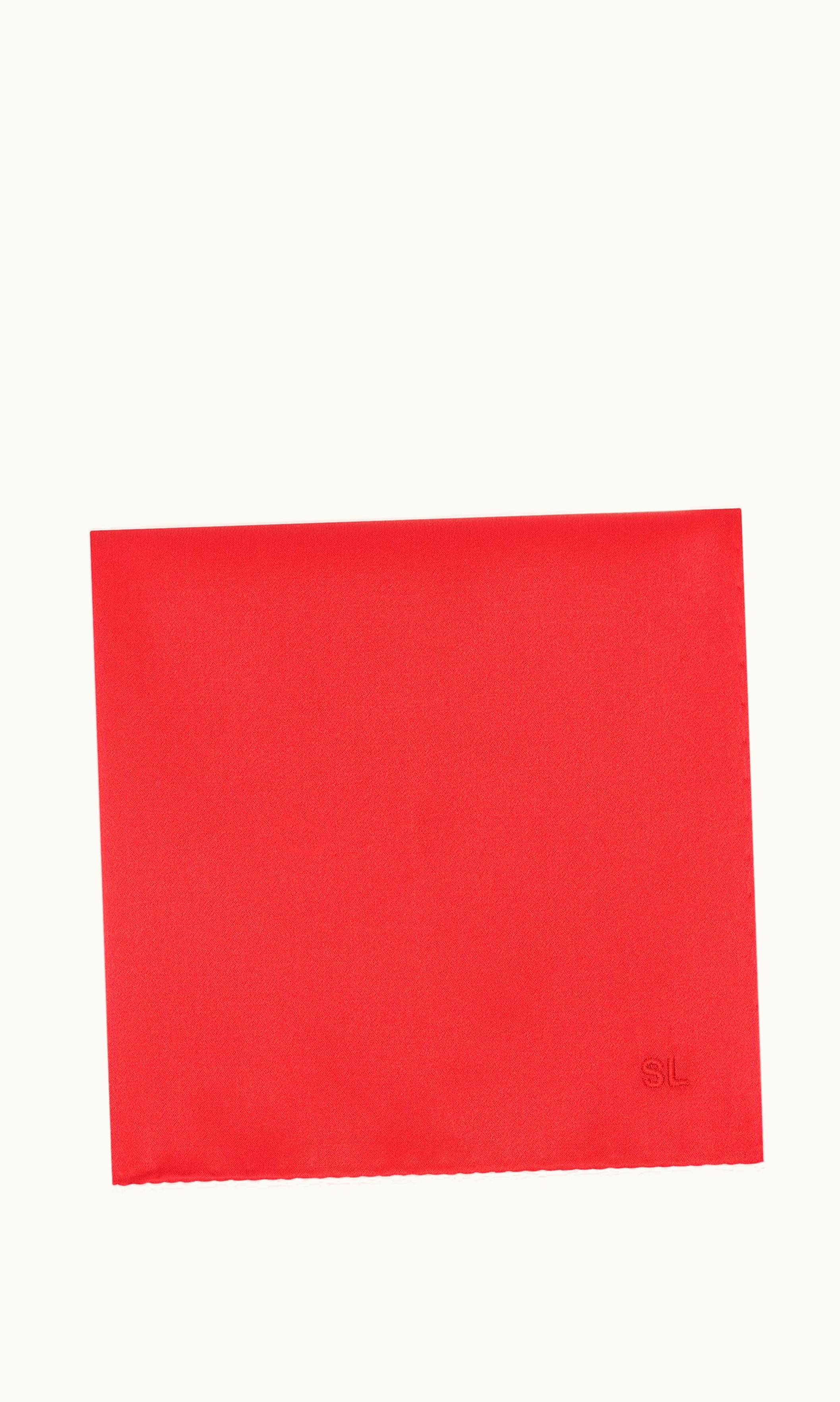 Saint Laurent Saint Laurent Sl Pocket Square Scarf In Silk Satin Red