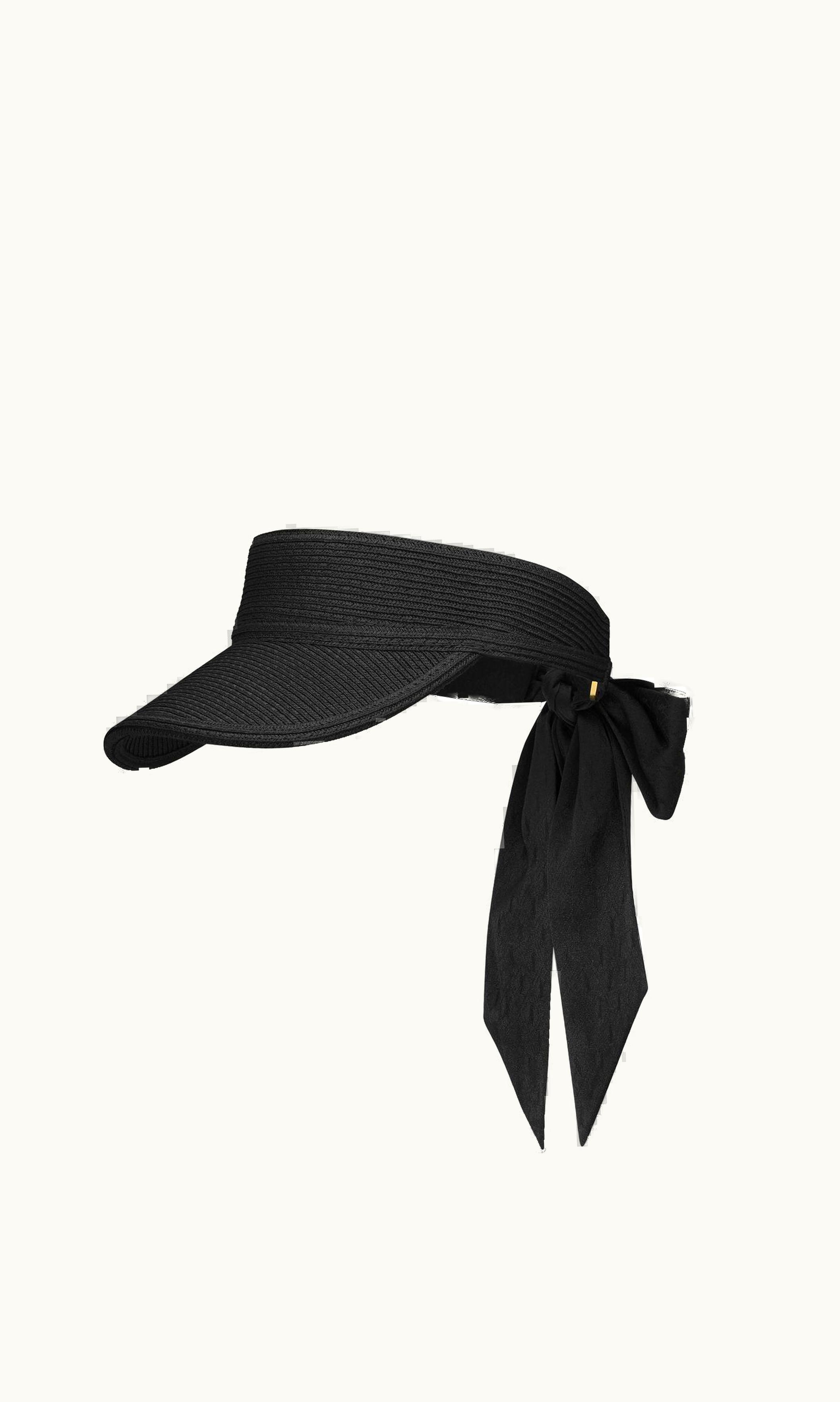 Saint Laurent Saint Laurent Visor In Straw With Scarf Black
