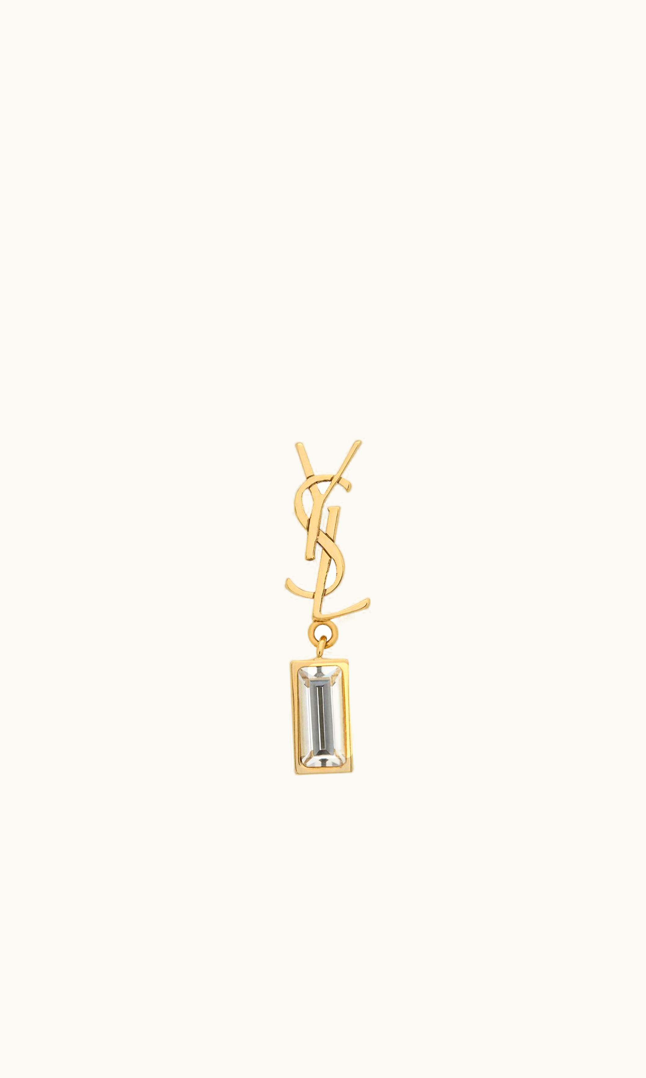 Saint Laurent Saint Laurent Cassandre Single Earring In Metal And Rhinestones Crystal And Gold