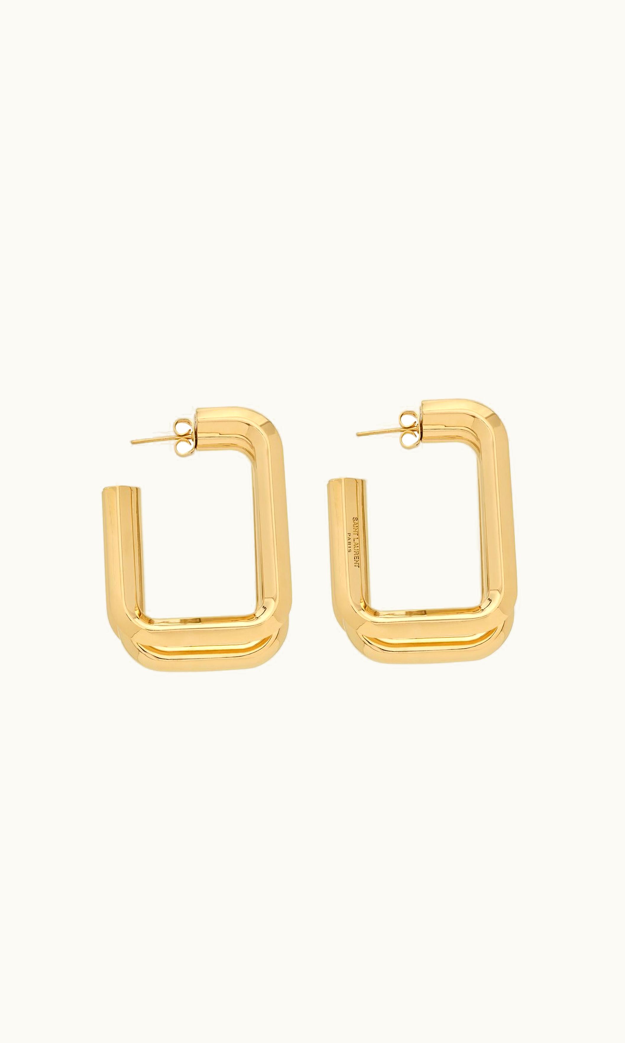 Saint Laurent Saint Laurent Square Hoop Earrings In Metal Gold