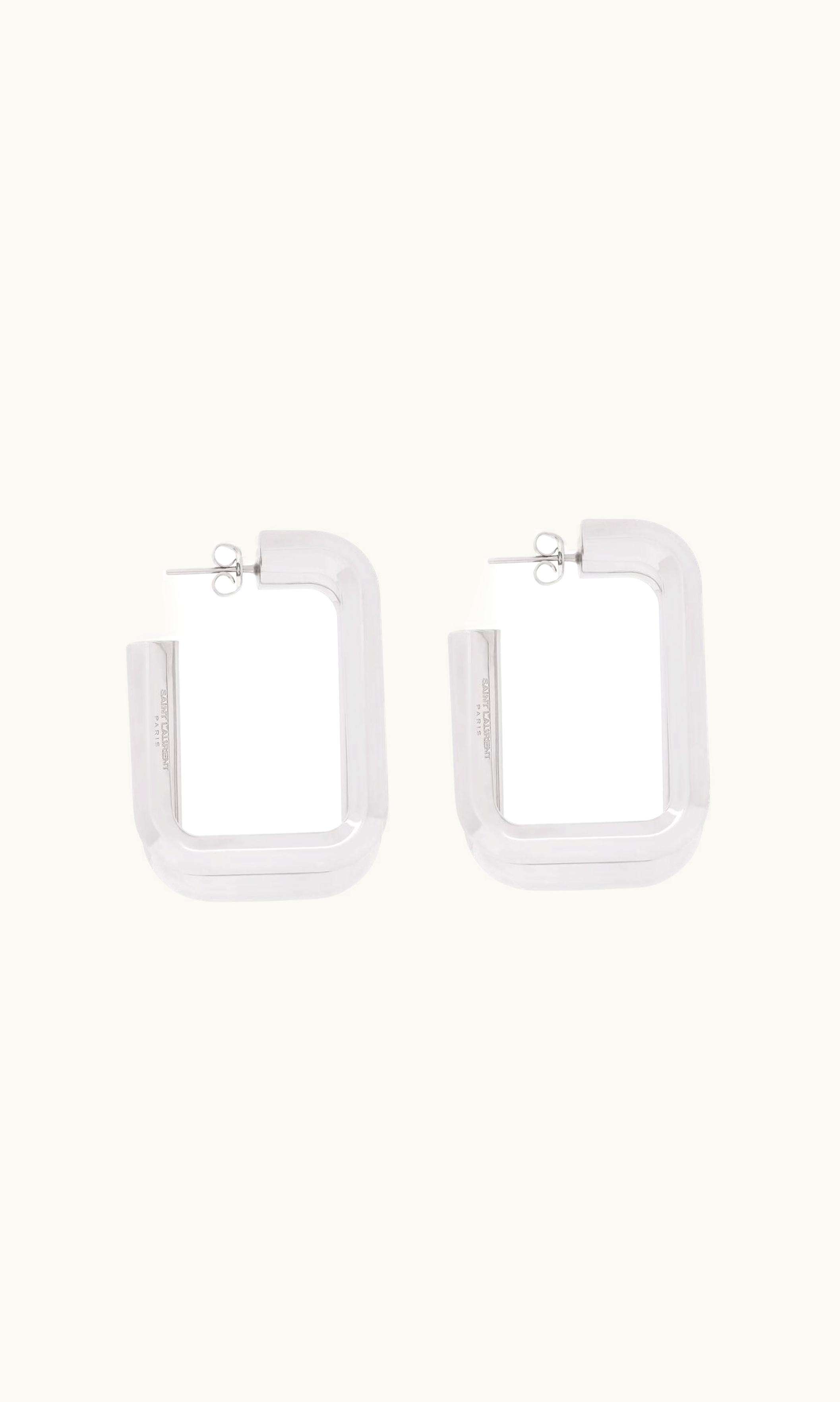 Saint Laurent Saint Laurent Square Hoop Earrings In Metal Shiny Silver