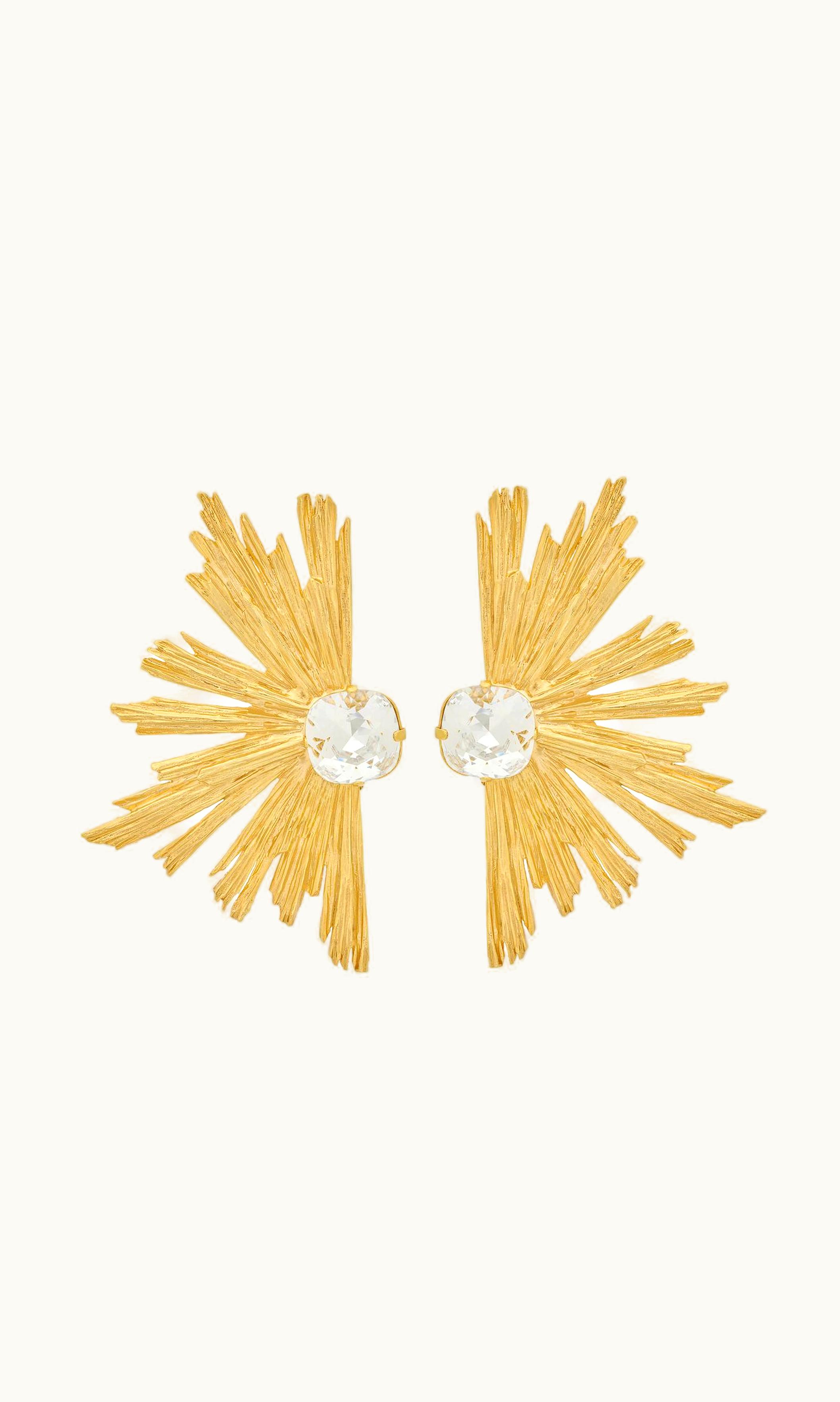 Saint Laurent Saint Laurent Crystal Sunrise Earrings In Metal Crystal And Gold