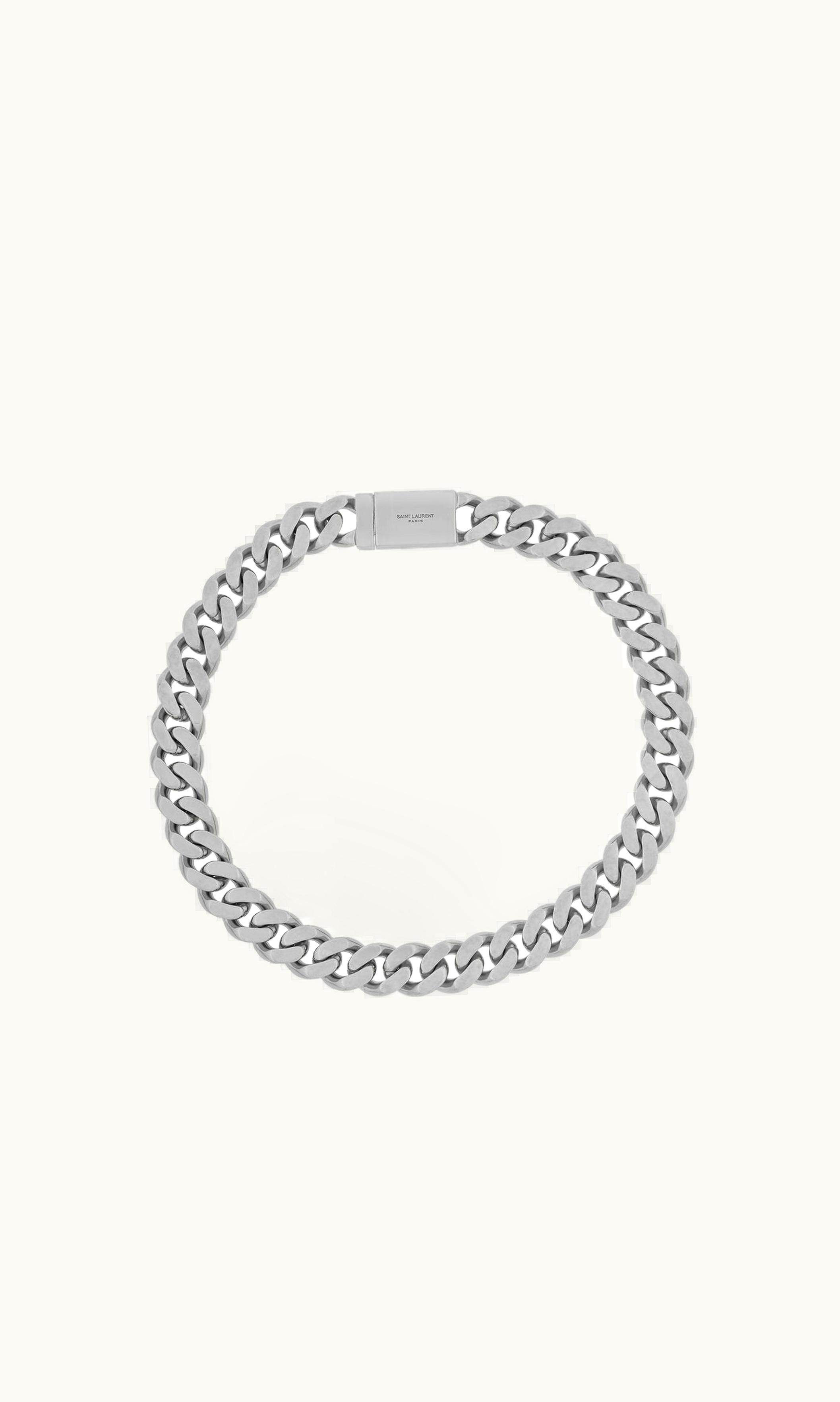 Saint Laurent Saint Laurent Metal Curb Chain Necklace Oxidized Silver