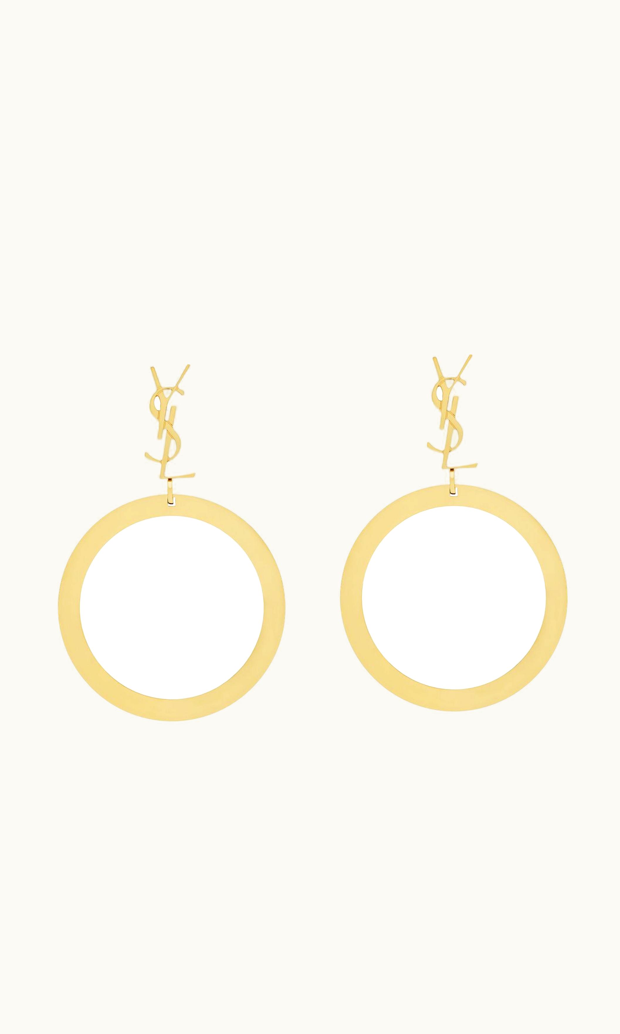 Saint Laurent Saint Laurent Cassandre Pendant Hoop Earrings In Metal Gold