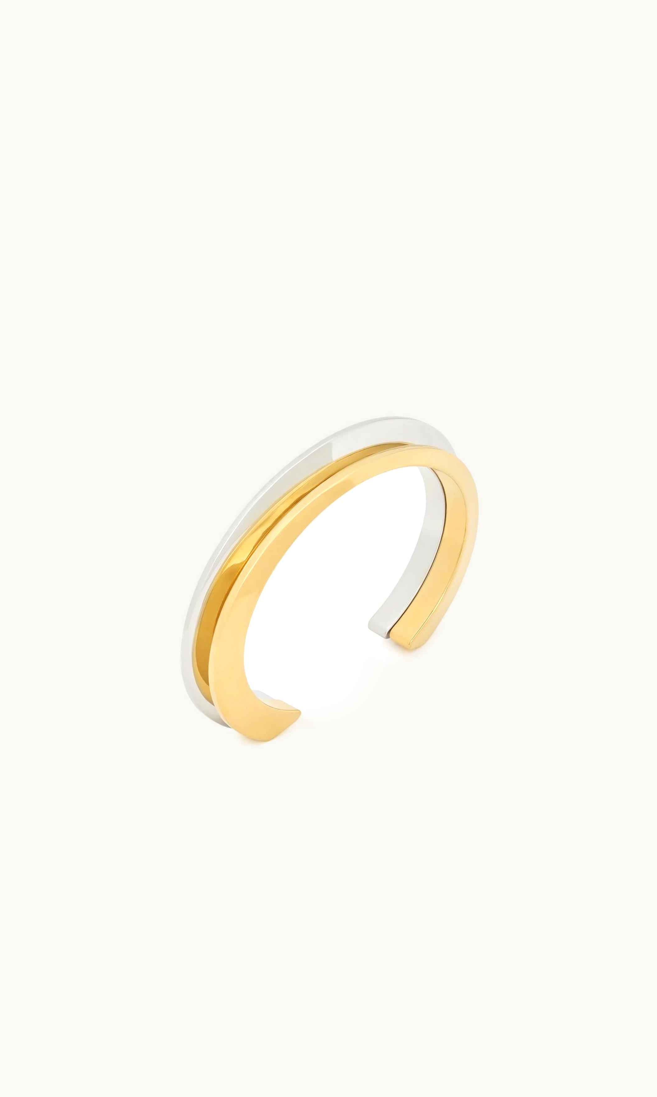 Saint Laurent Saint Laurent Peaked Cuffs In Metal Palladium And Gold