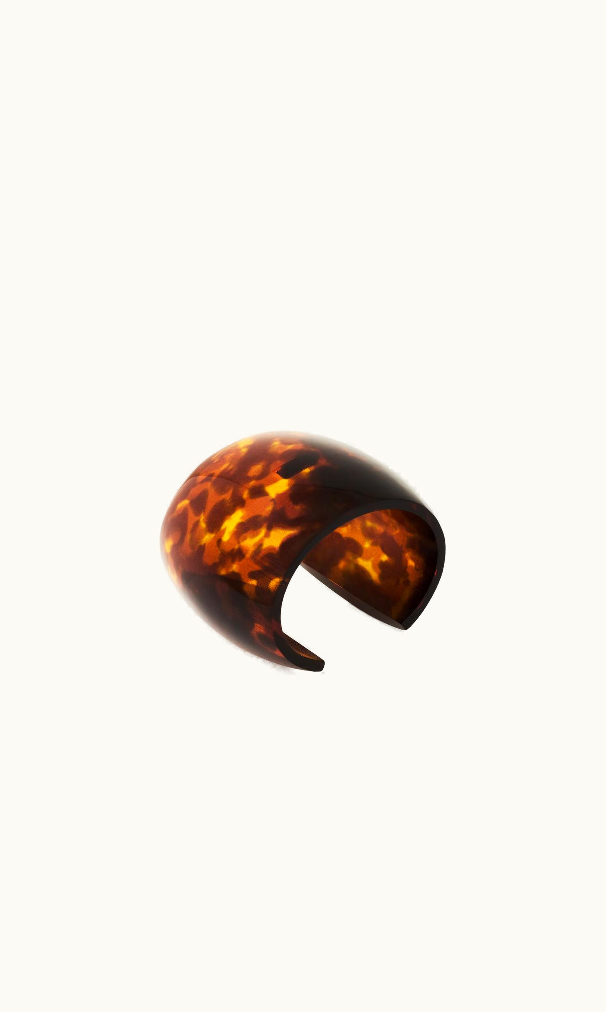 Saint Laurent Saint Laurent Tortoiseshell Smoky Cuff In Resin Havana And Gold