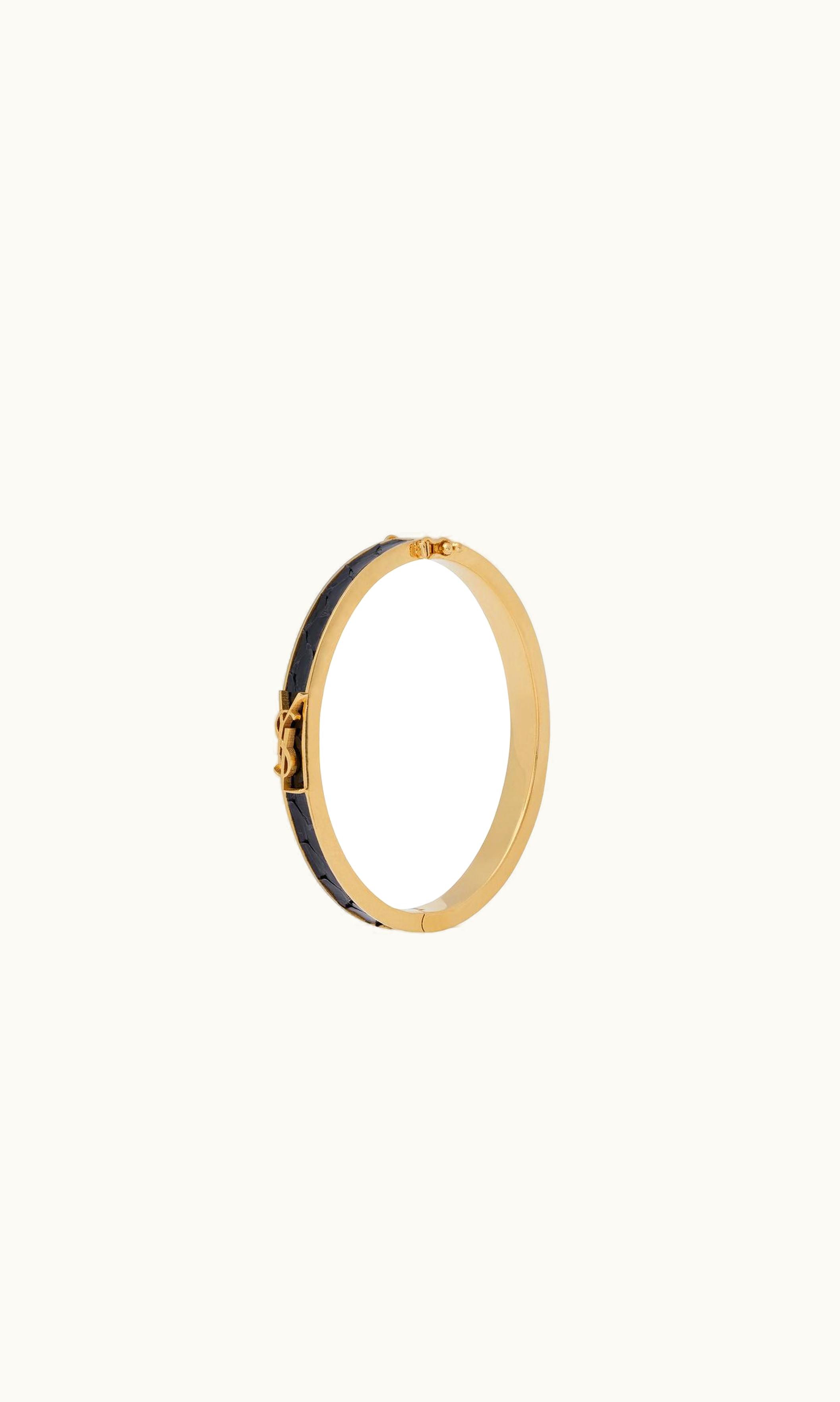 Saint Laurent Saint Laurent Cassandre Bracelet In Python And Metal Black And Antique Gold