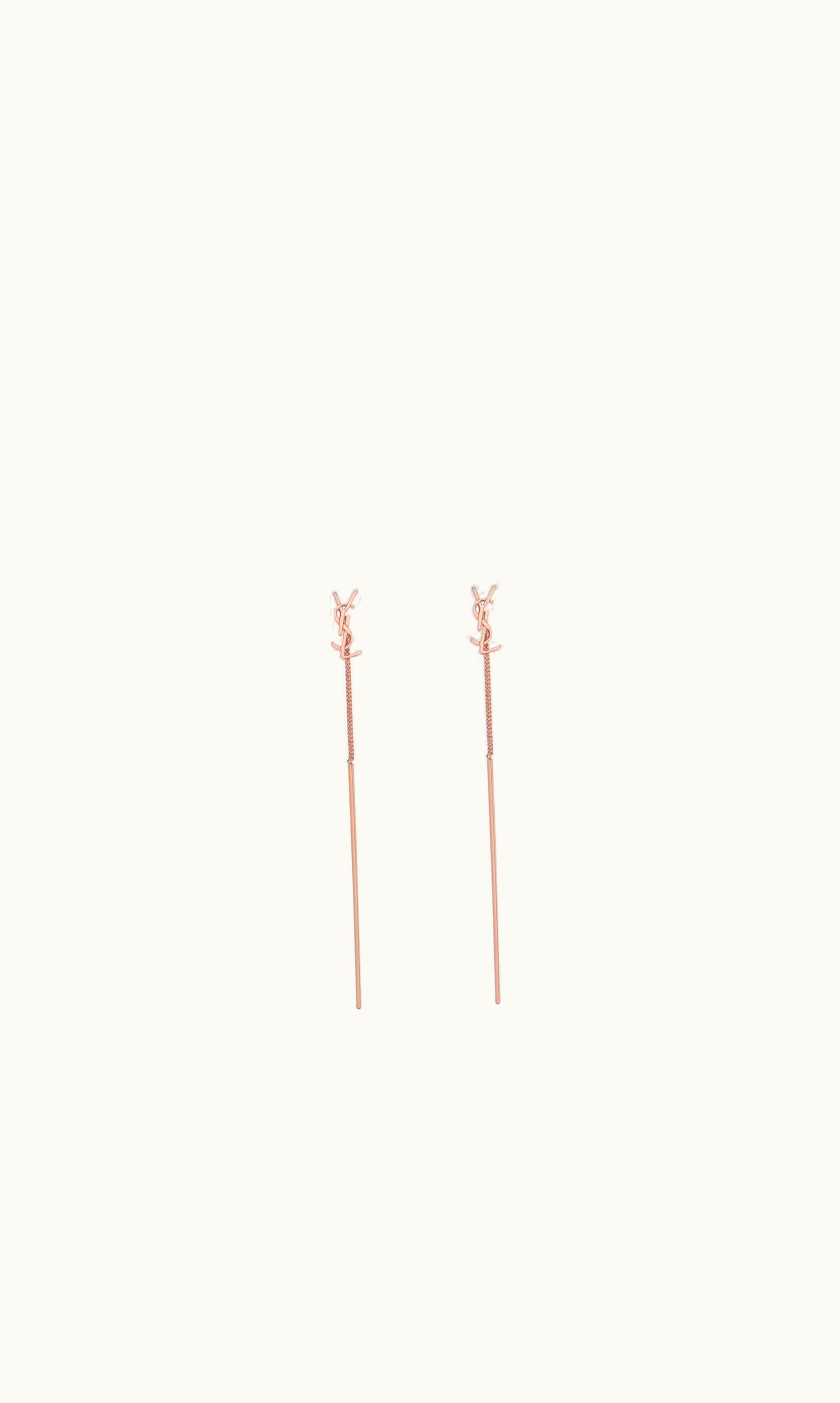 Saint Laurent Saint Laurent Cassandre Threader Earrings In Metal Rose Gold