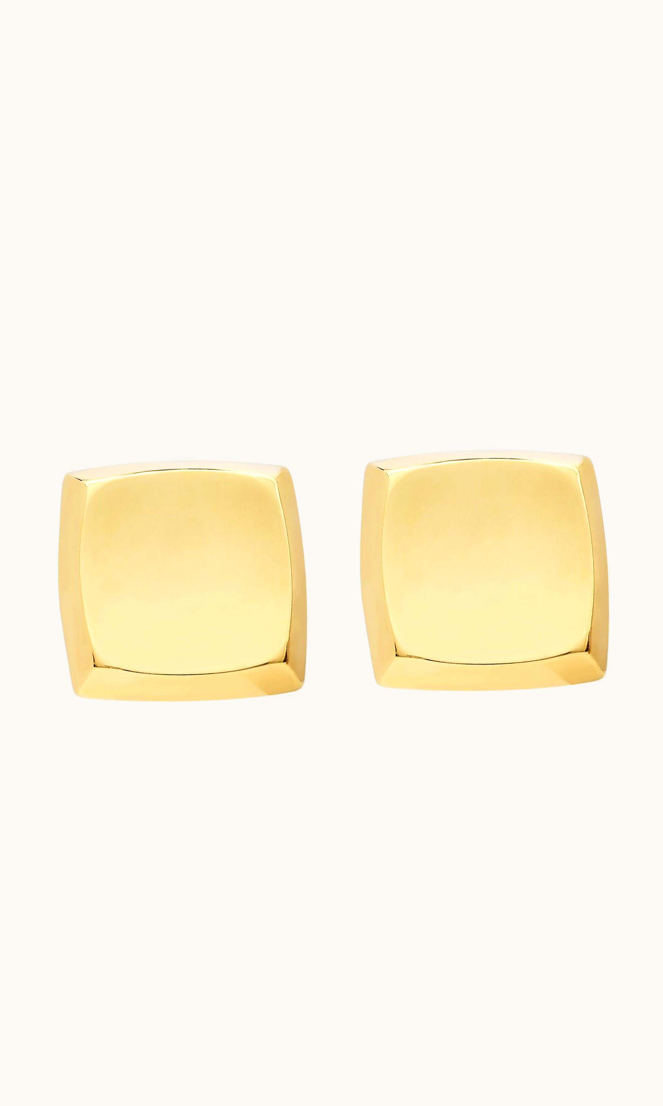 Saint Laurent Saint Laurent Curvy Square Earrings In Metal Gold