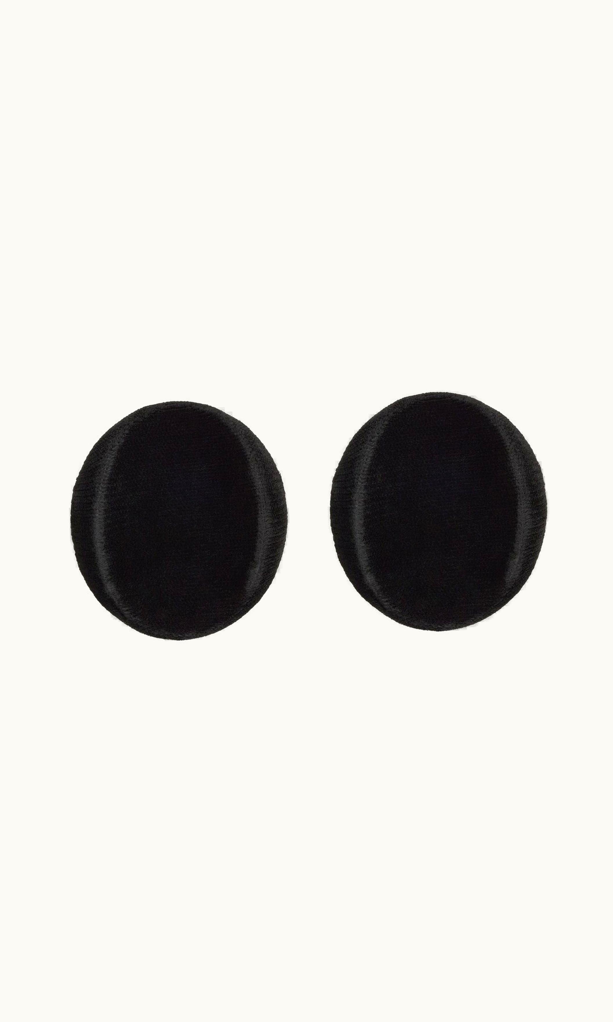 Saint Laurent Saint Laurent Hollow Disk Earrings In Metal And Velvet Black And Palladium