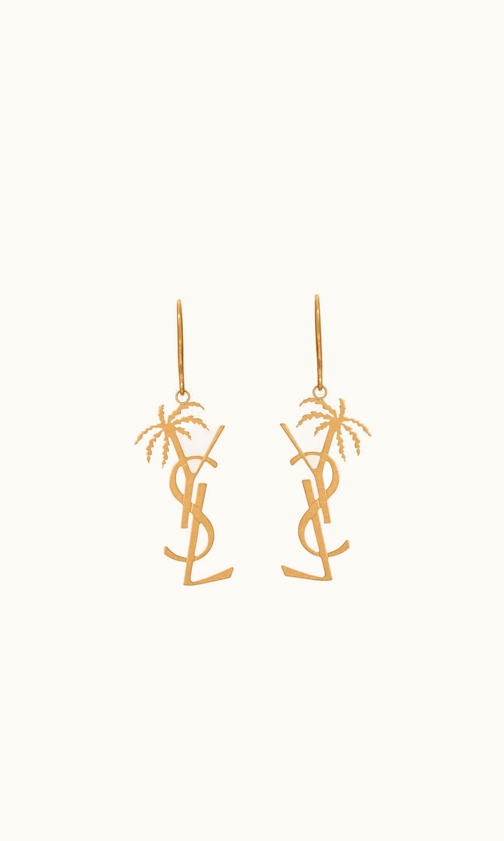 Saint Laurent Saint Laurent Cassandre Palm Earrings In Metal Gold