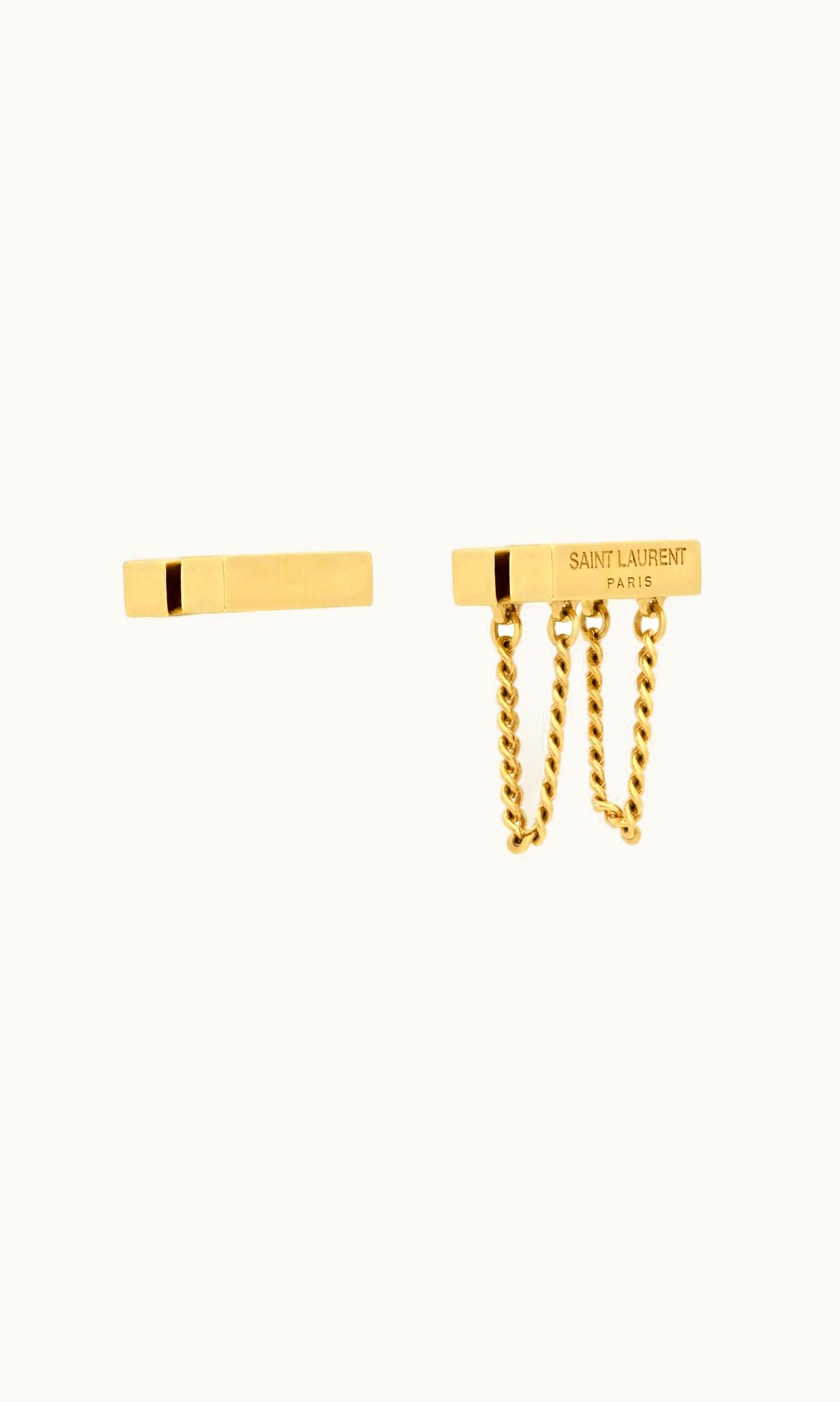 Saint Laurent Asymmetric Saint Laurent Earrings In Metal Gold