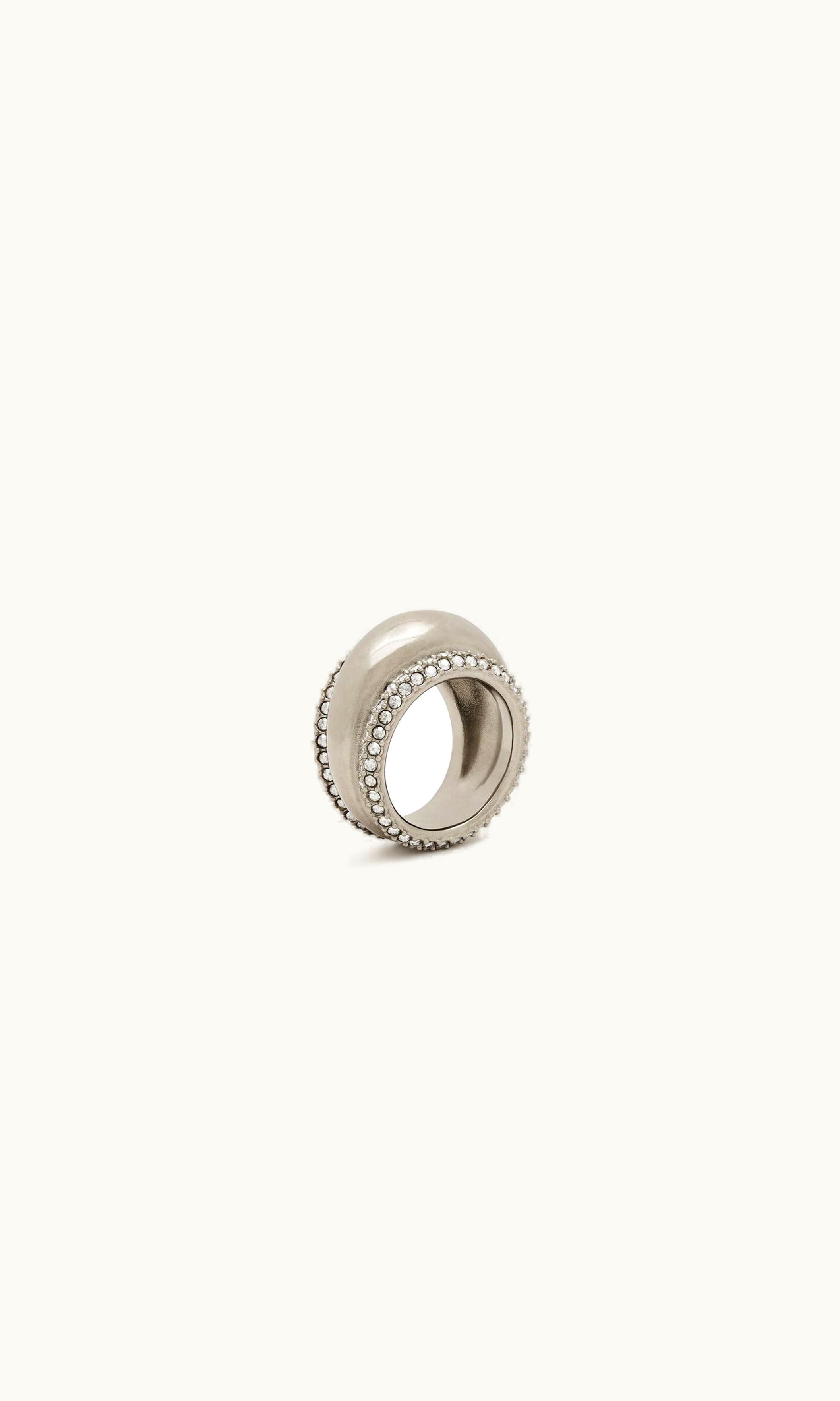Saint Laurent Saint Laurent Bumpy Ring In Metal And Rhinestone Crystal And Palladium