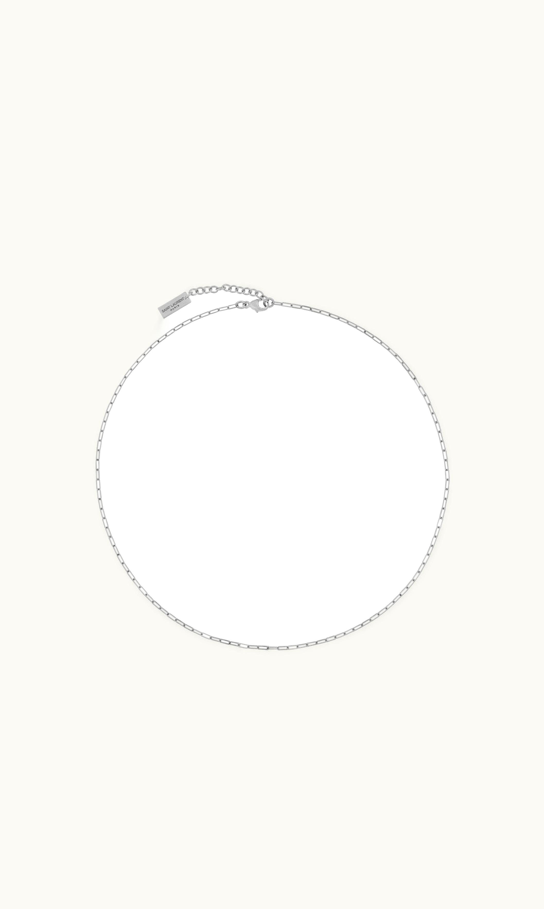 Saint Laurent Saint Laurent Short Rectangular Chain Necklace In Metal Oxidized Silver