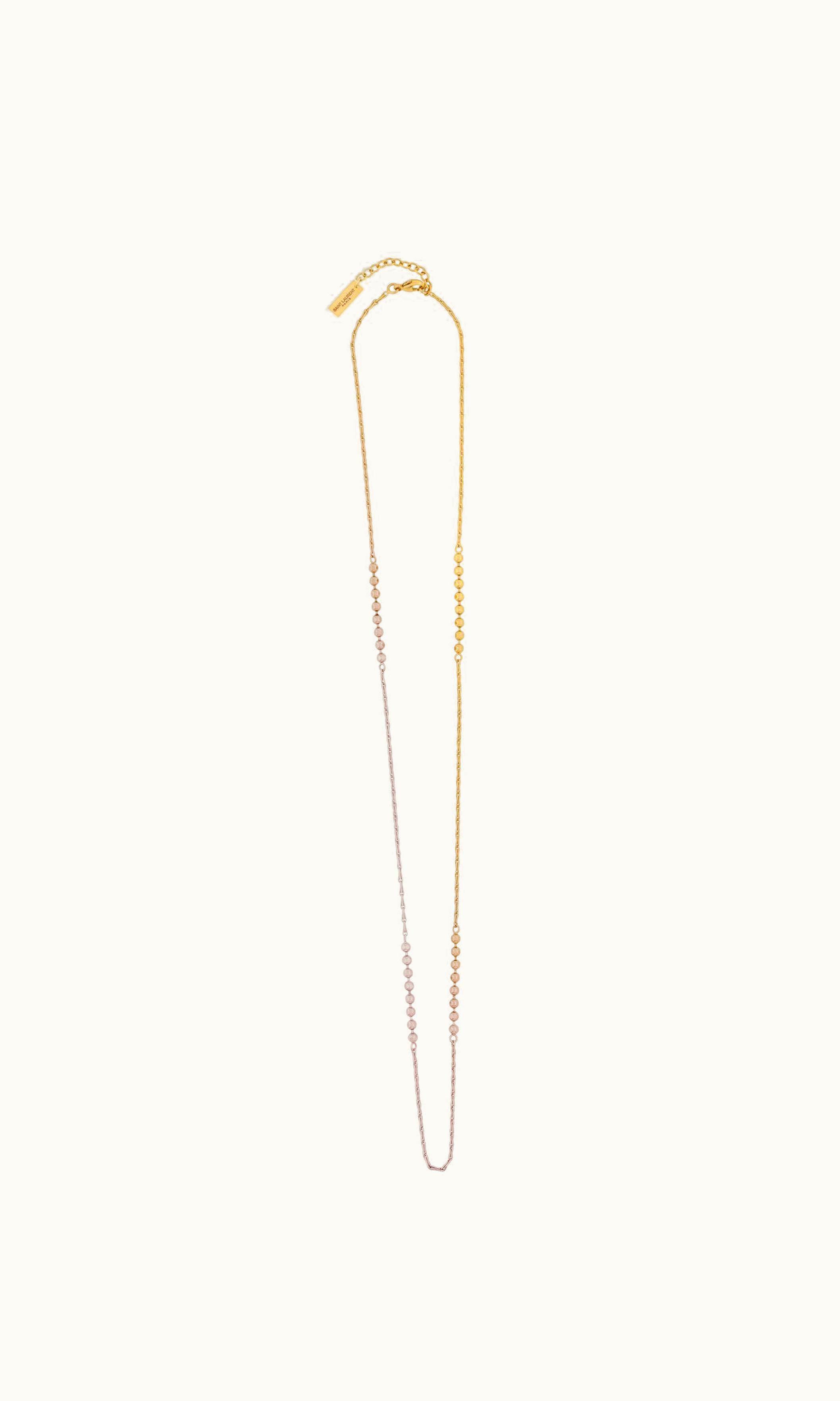Saint Laurent Saint Laurent Ball And Wheat Chain Necklace In Metal Gold