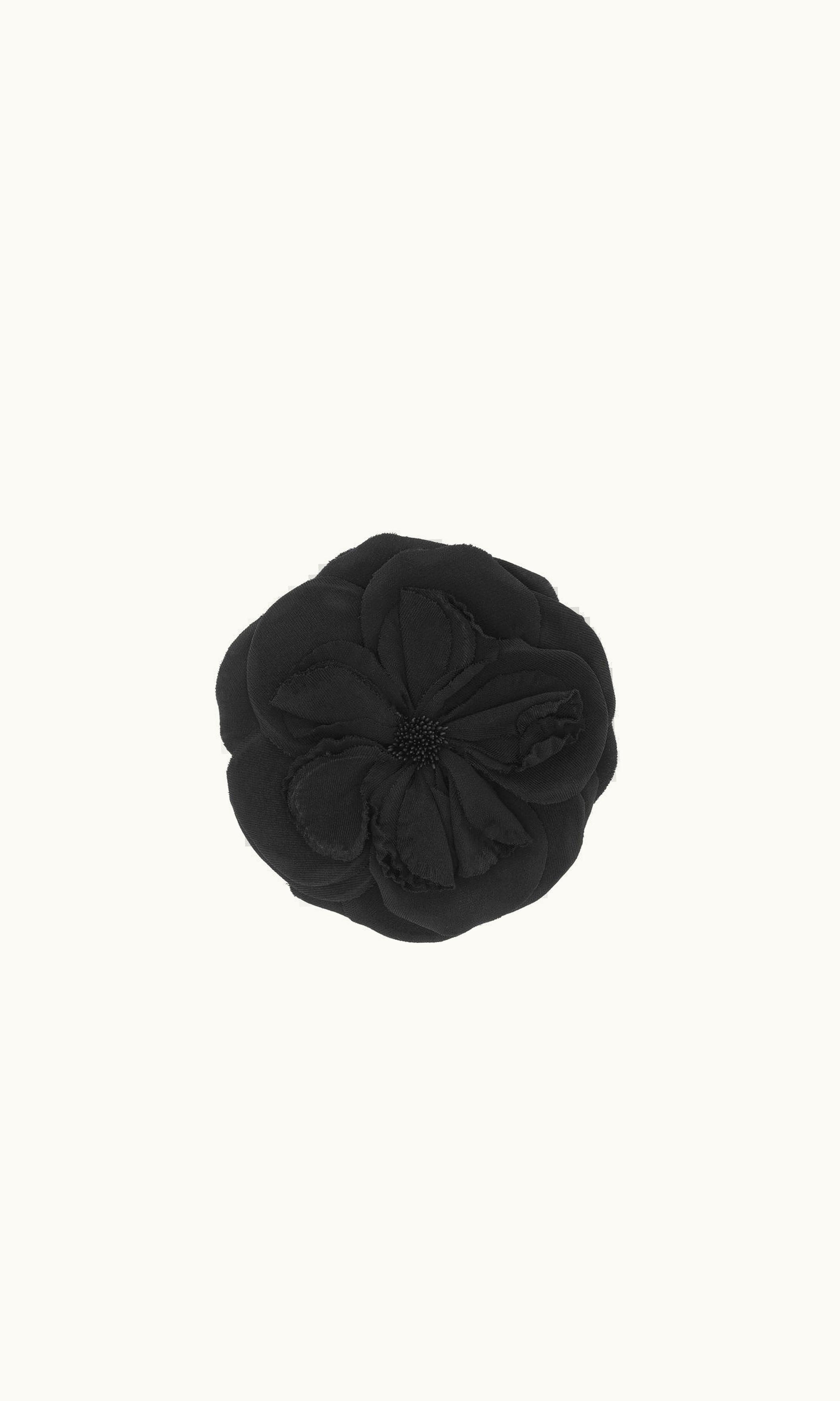 Saint Laurent Saint Laurent Large Wild Flower Brooch In Jersey Black