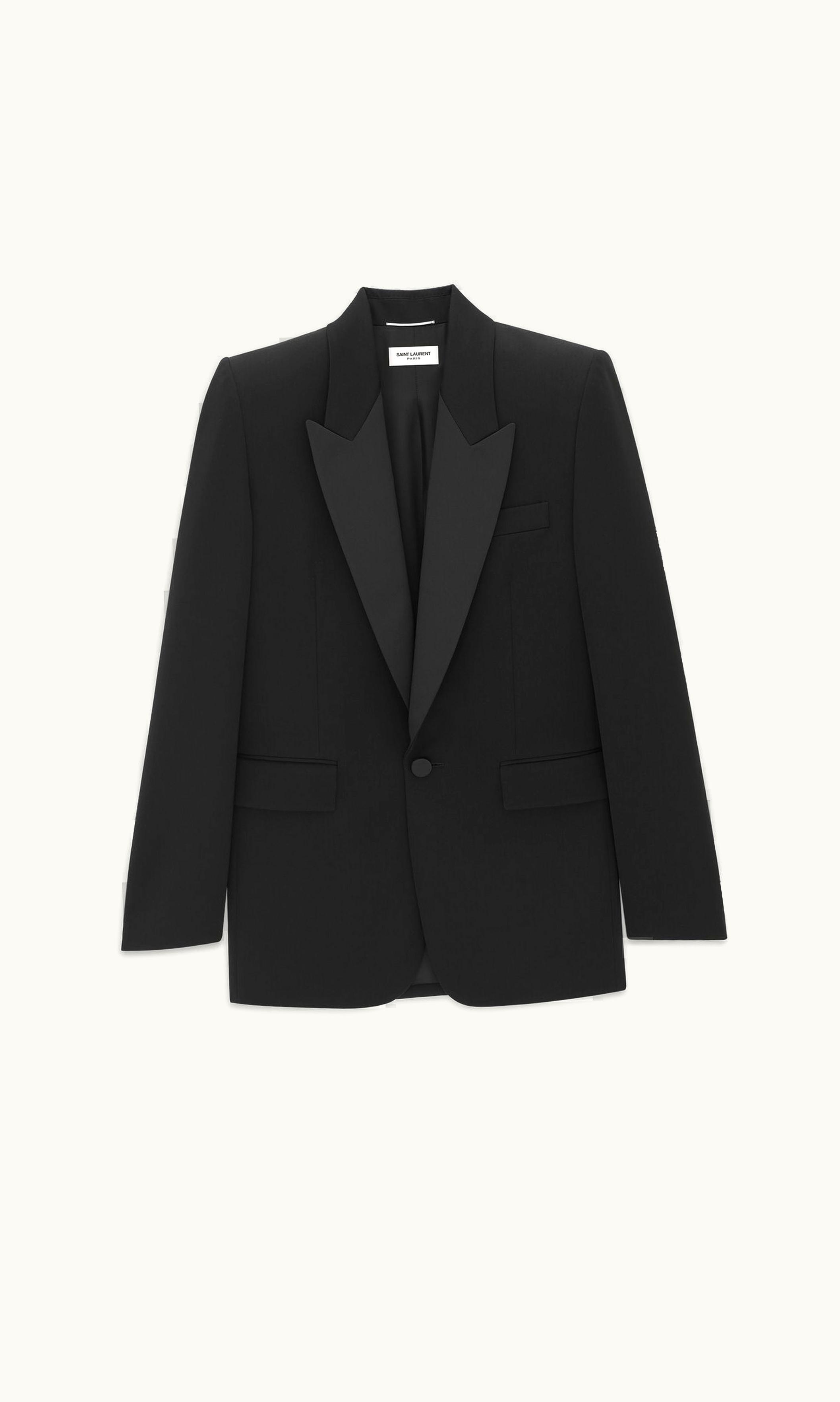 Saint Laurent Saint Laurent Oversized Tuxedo Jacket In Grain De Poudre Black 760896Y7E631000
