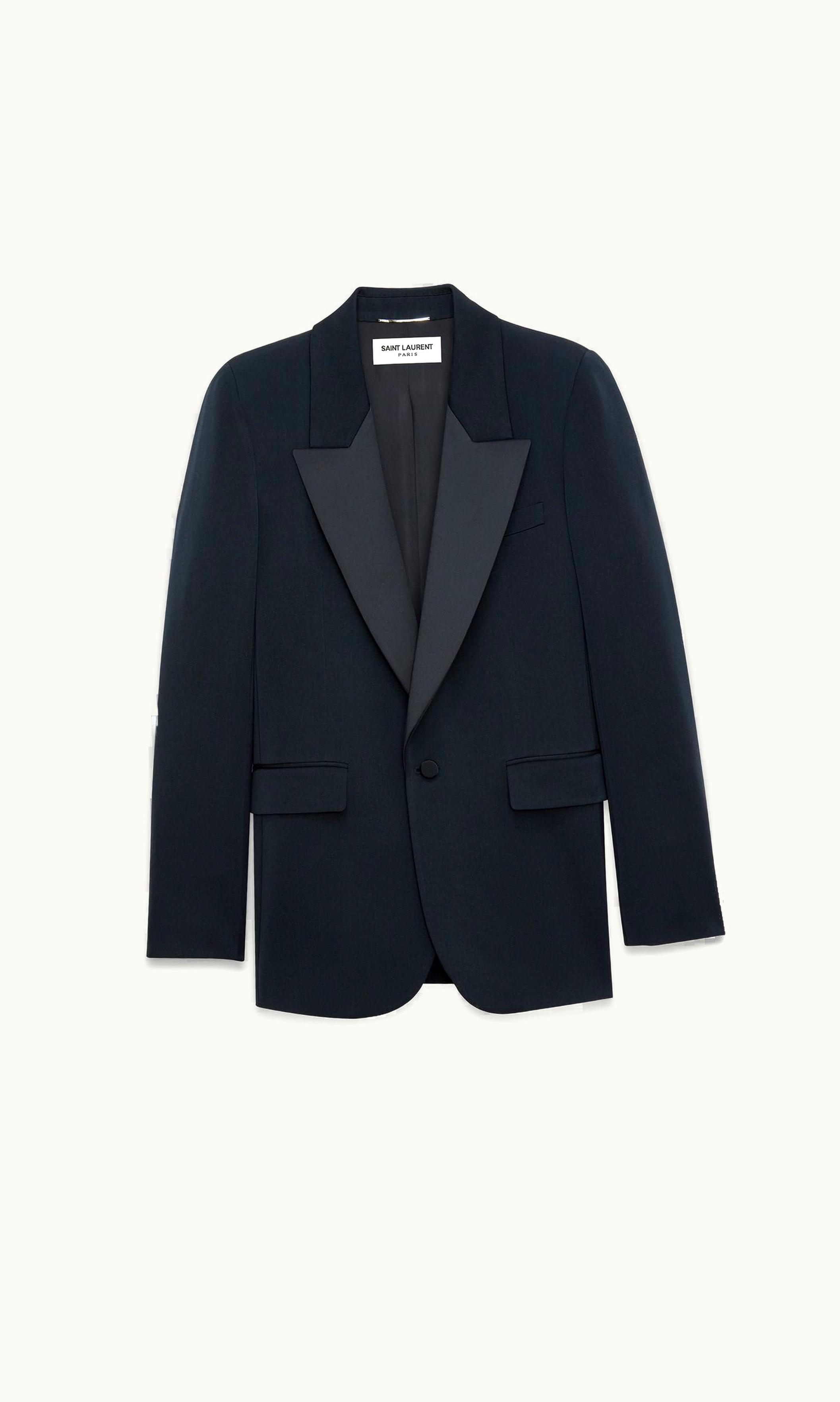 Saint Laurent Saint Laurent Tuxedo Jacket In Grain De Poudre Minuit