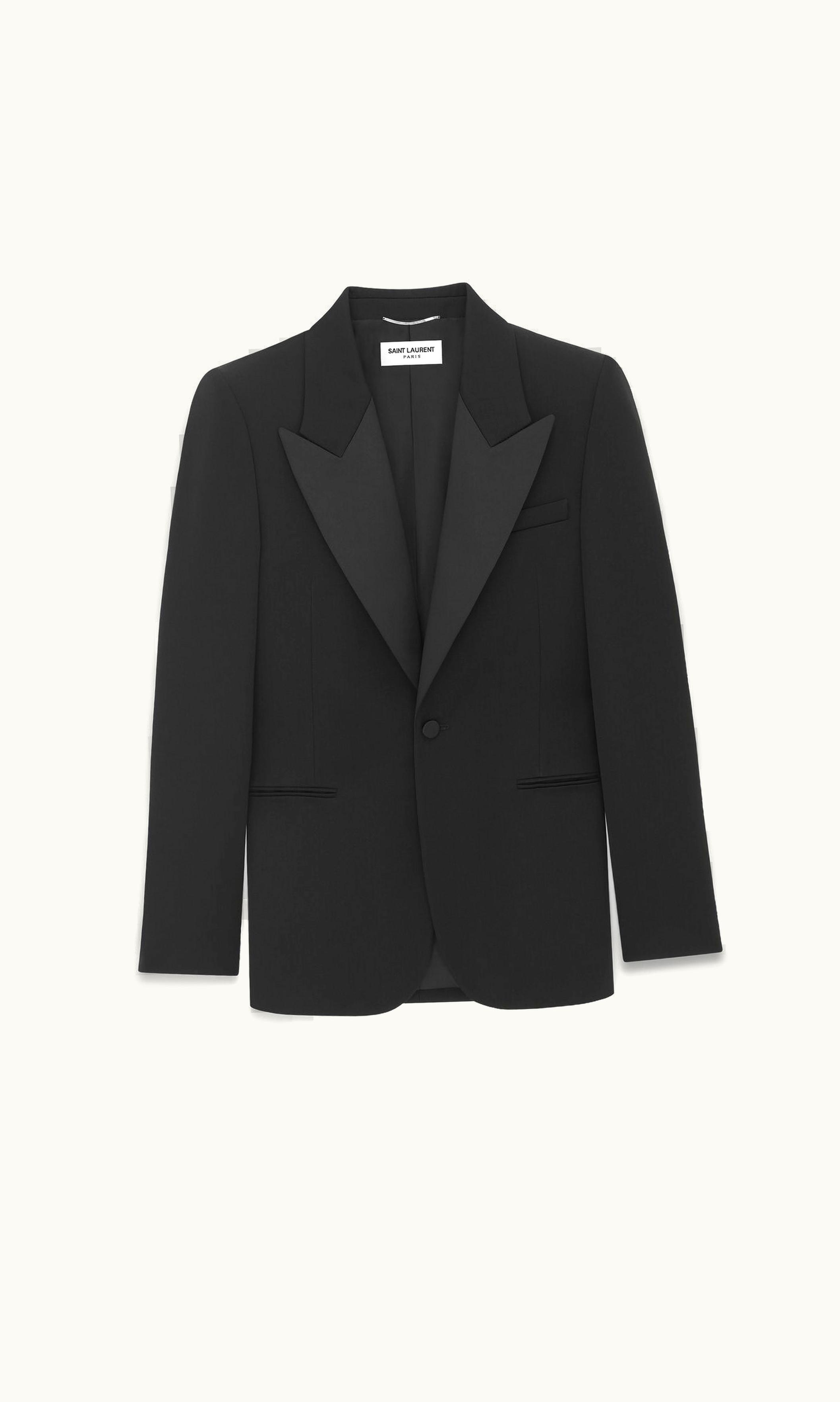 Saint Laurent Saint Laurent Tuxedo Jacket In Grain De Poudre Black 758219Y7E631000