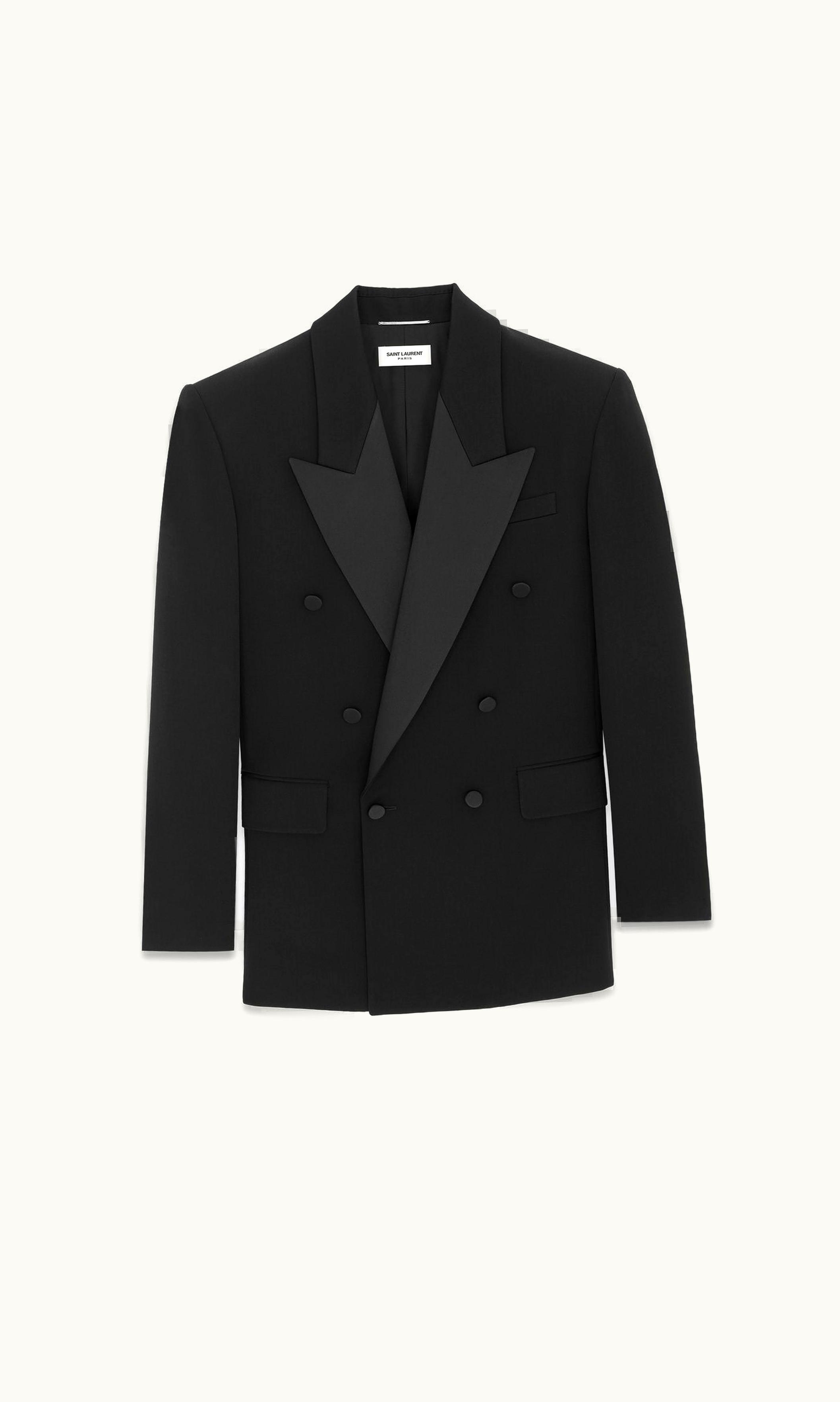 Saint Laurent Saint Laurent Oversized Tuxedo Jacket In Grain De Poudre Black 774989Y7E631000