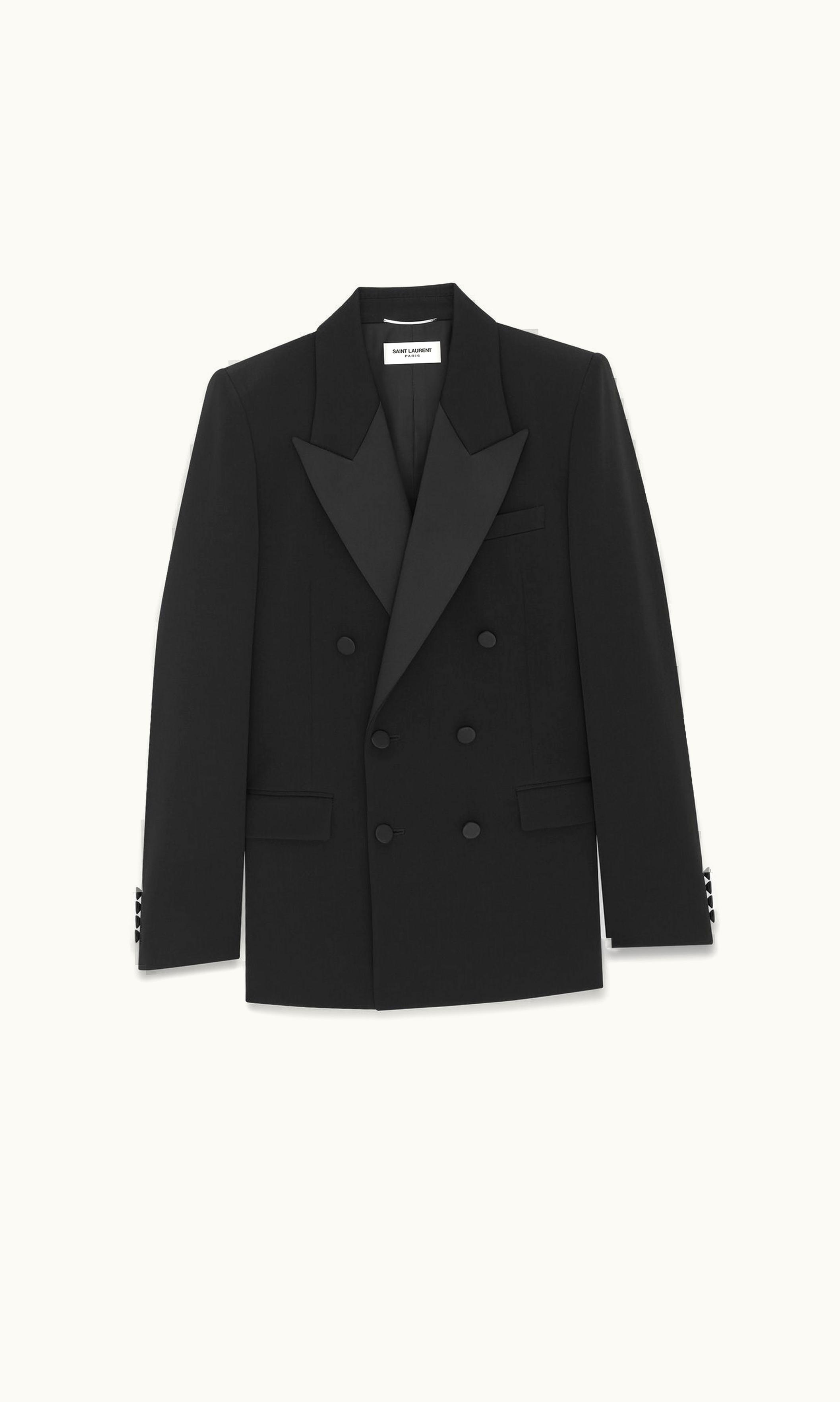 Saint Laurent Saint Laurent Tuxedo Jacket In Grain De Poudre Black 751434Y7E631000