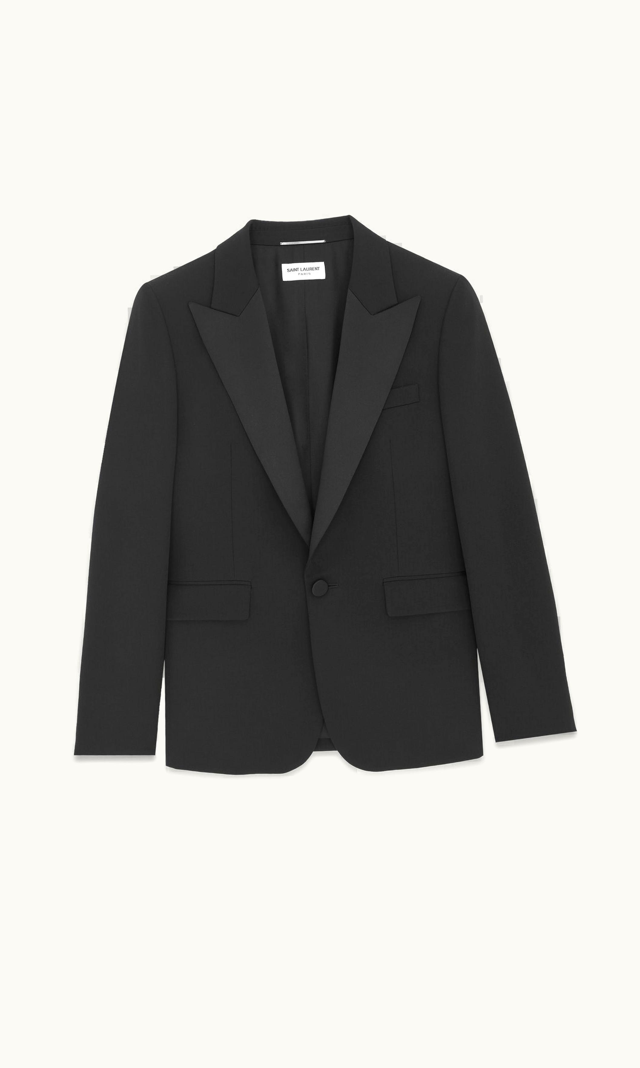 Saint Laurent Saint Laurent Tuxedo Jacket In Grain De Poudre Black 780354Y512W1000