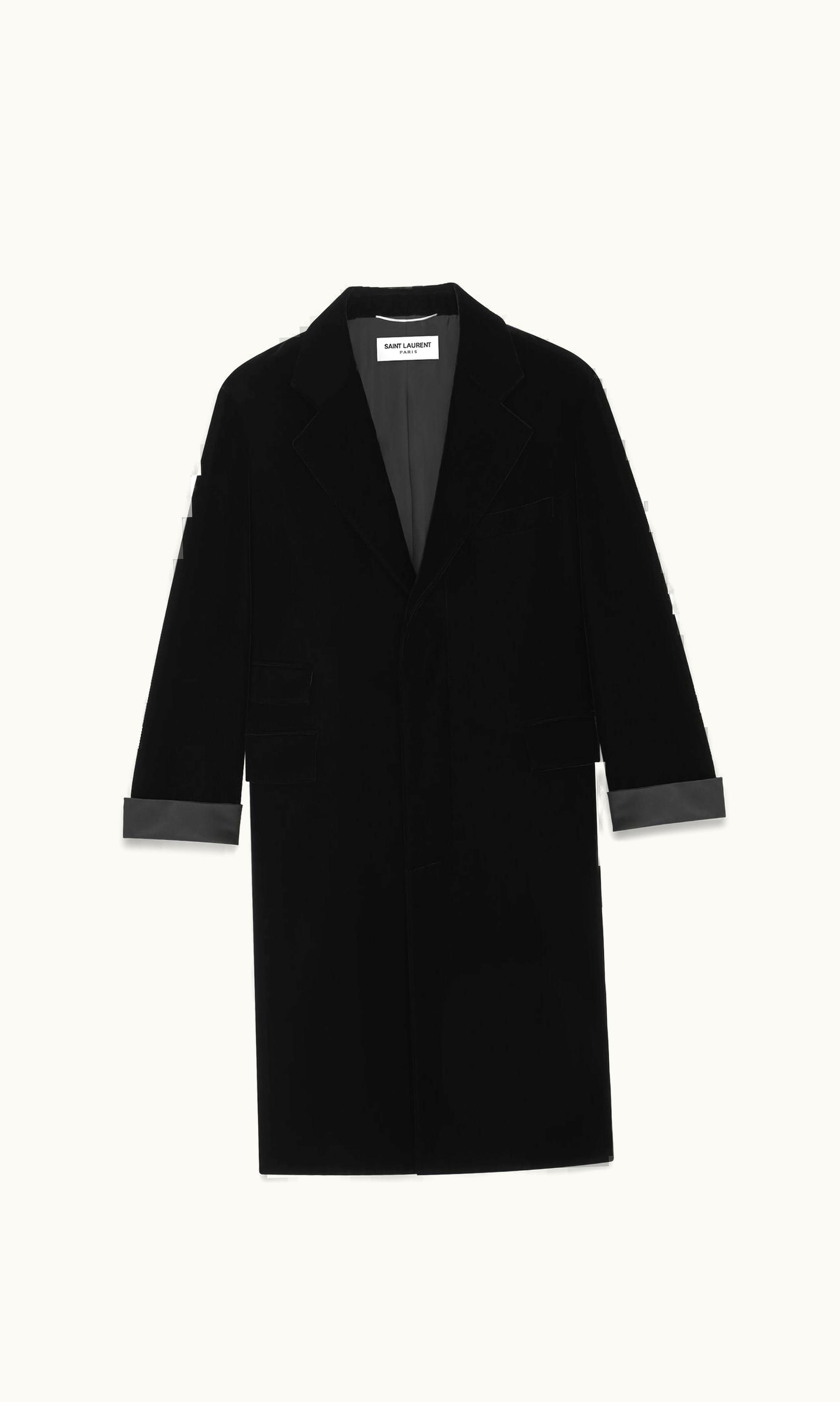 Saint Laurent Saint Laurent Oversized Coat In Velvet Black