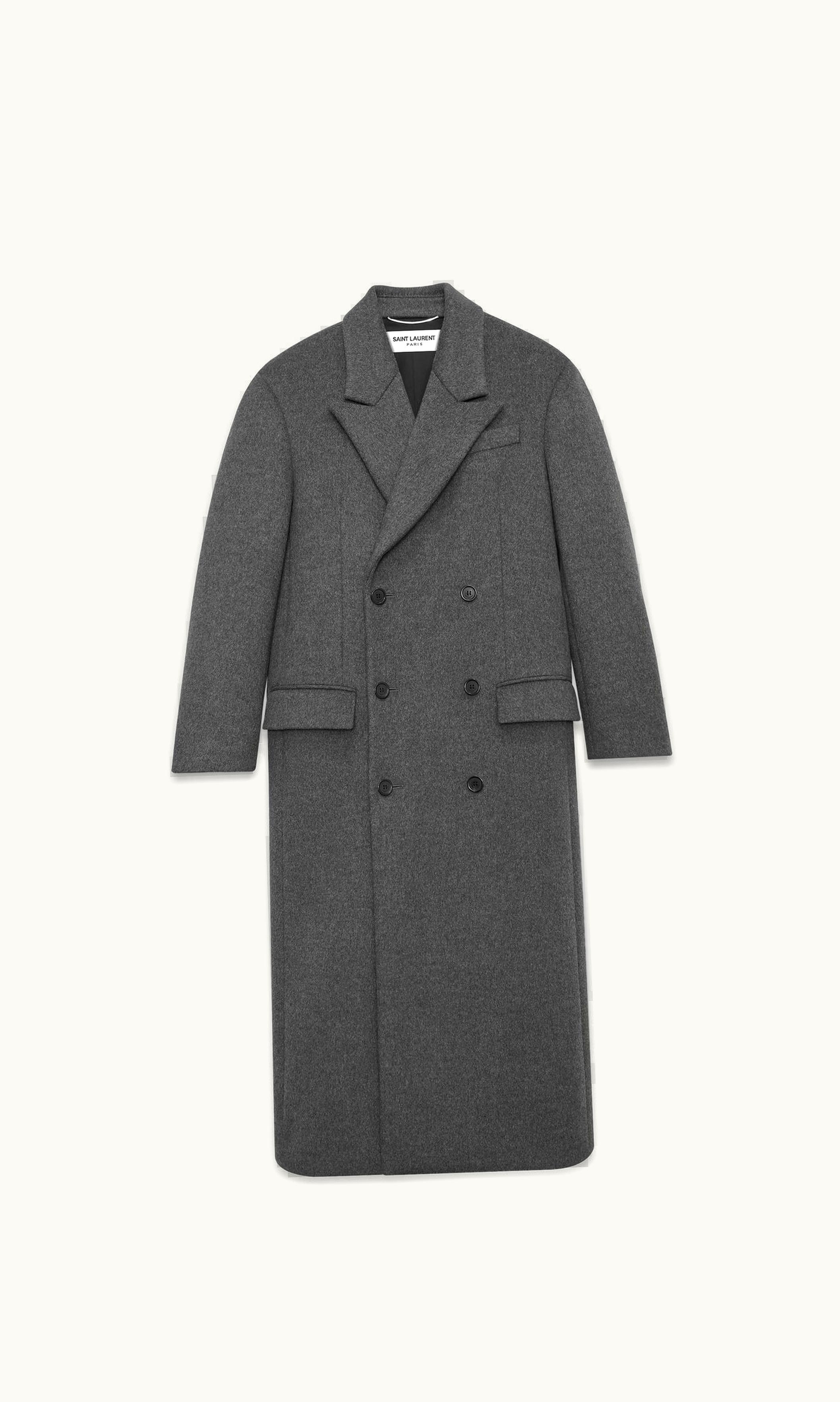 Saint Laurent Saint Laurent Oversized Coat In Wool Anthracite Chine