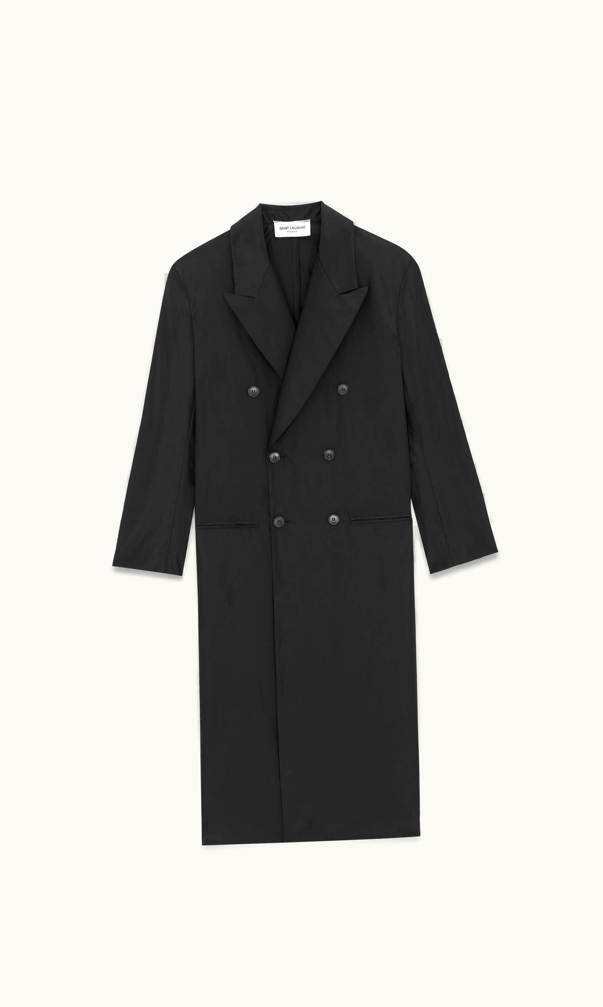 Saint Laurent Saint Laurent Long Coat In Silk Taffeta Black