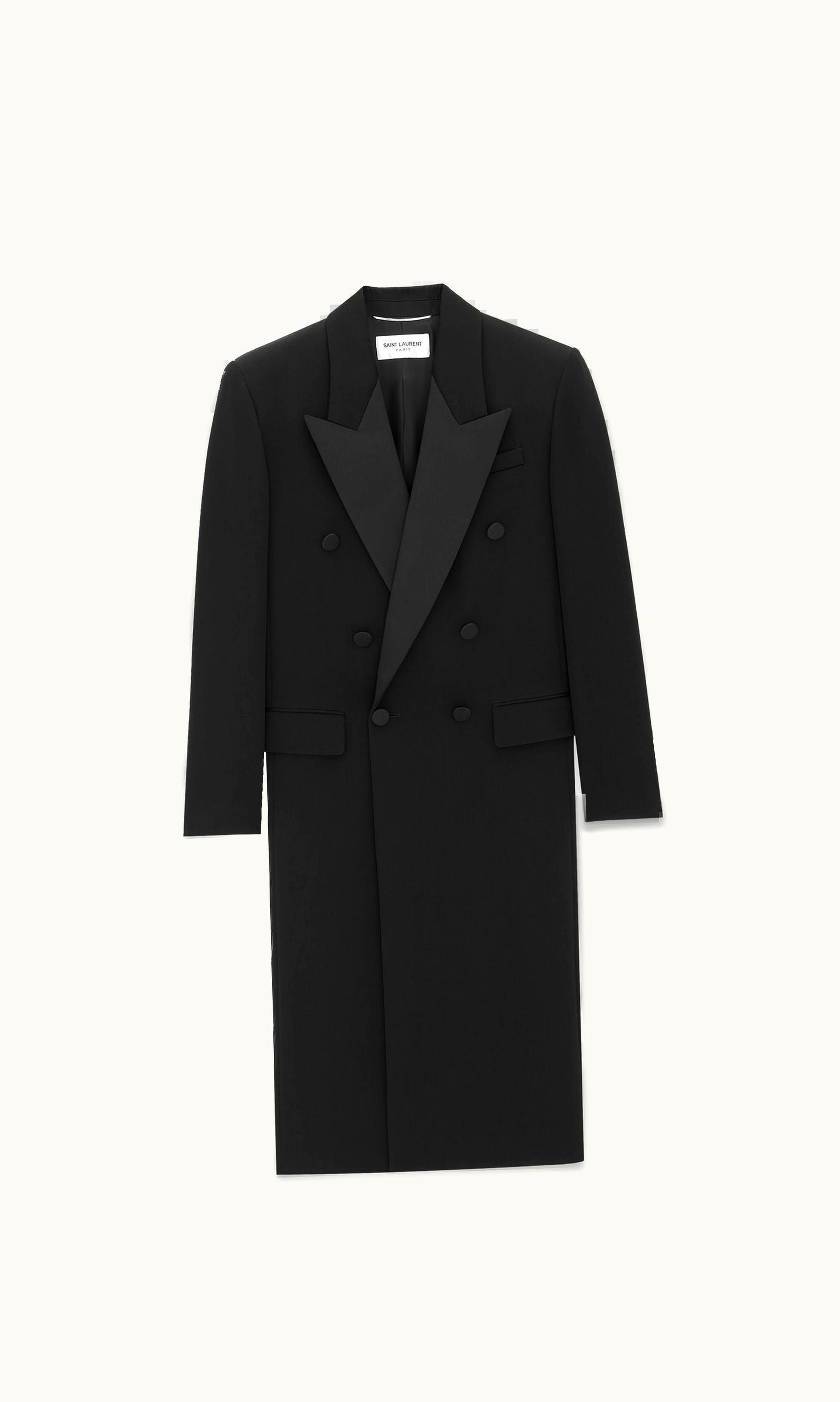 Saint Laurent Saint Laurent Tuxedo Coat In Grain De Poudre Black
