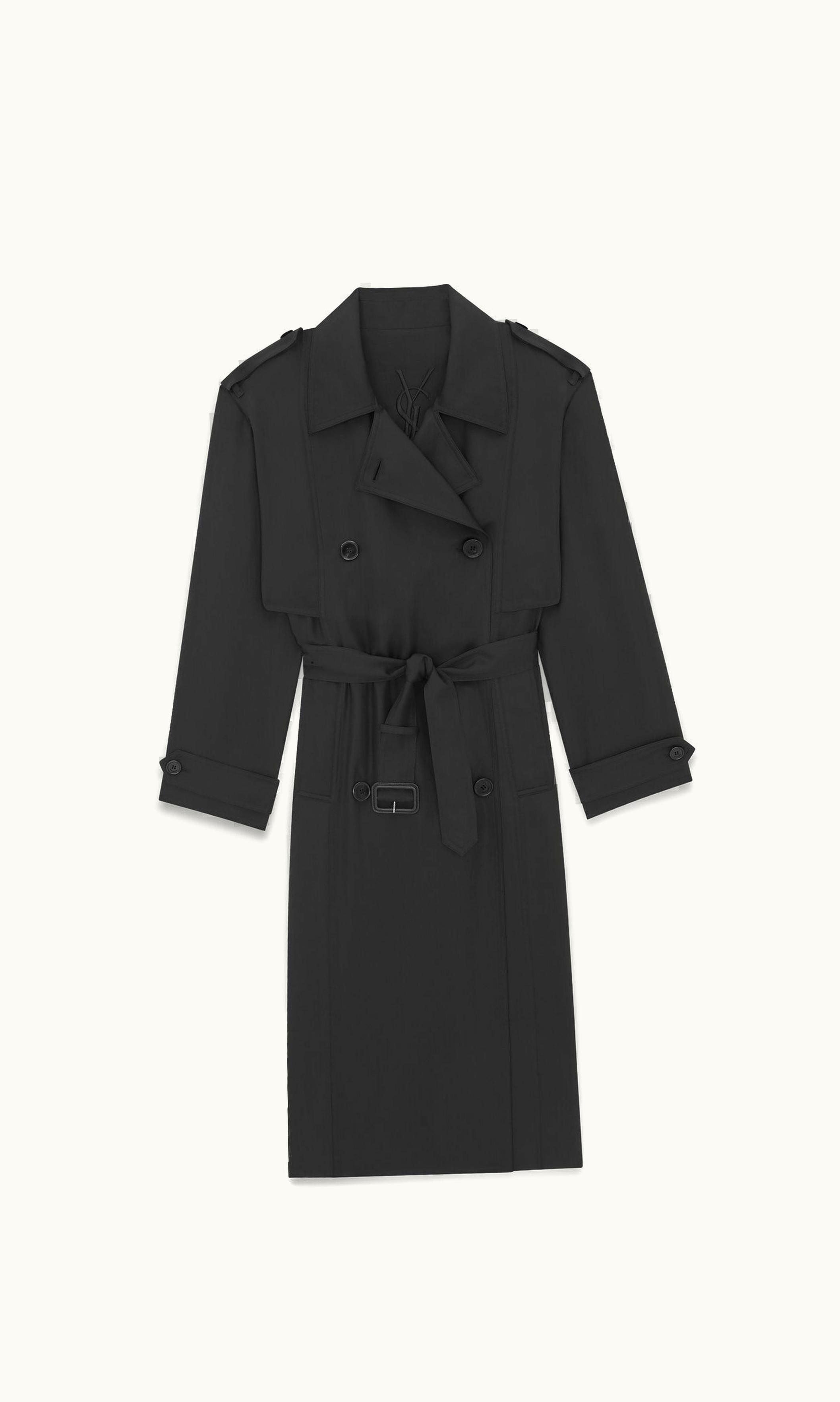 Saint Laurent Saint Laurent Trench Coat In Silk Satin Black