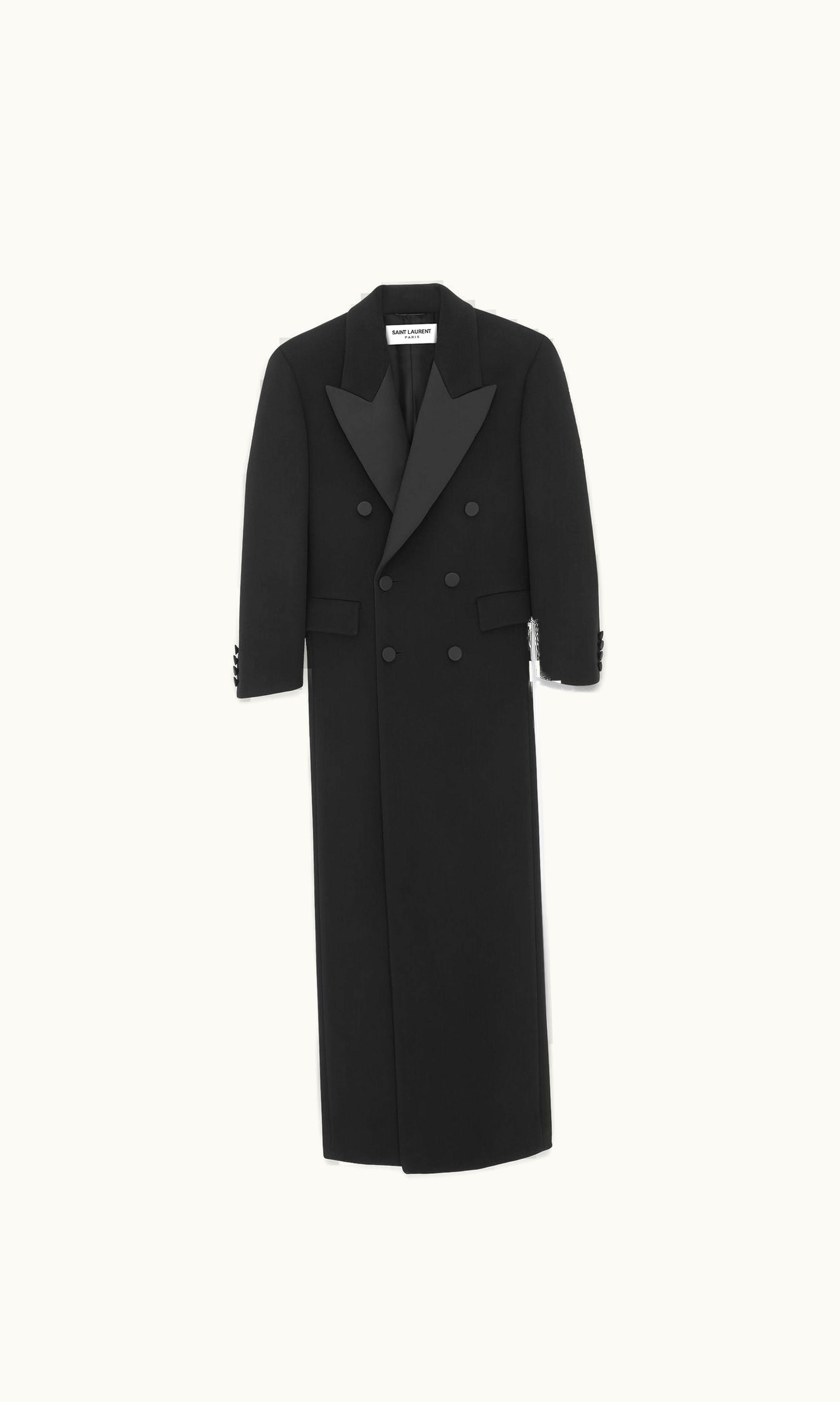 Saint Laurent Saint Laurent Extra-Long Tuxedo Coat In Wool Noir Profond