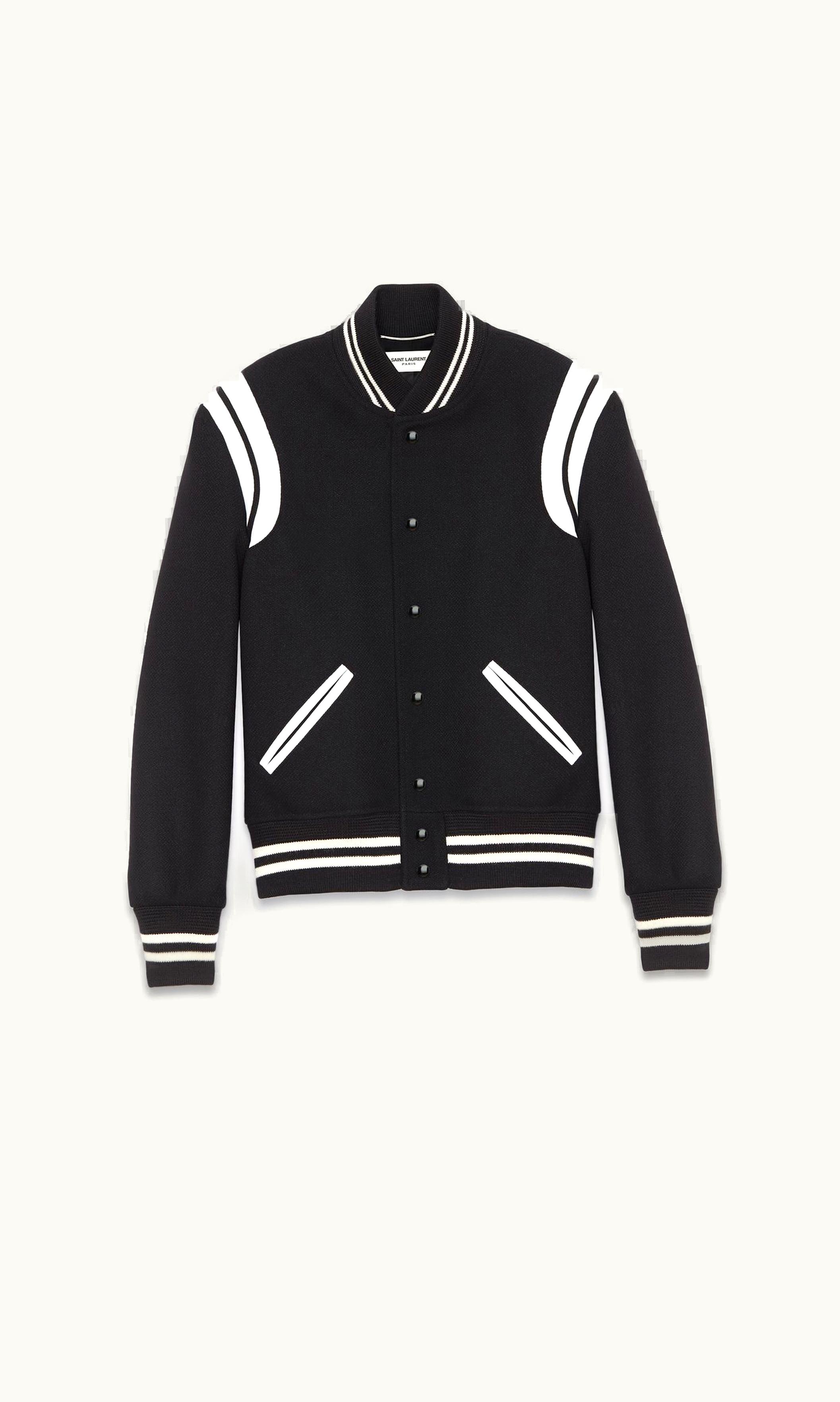 Saint Laurent Saint Laurent Teddy Jacket In Wool Black And White
