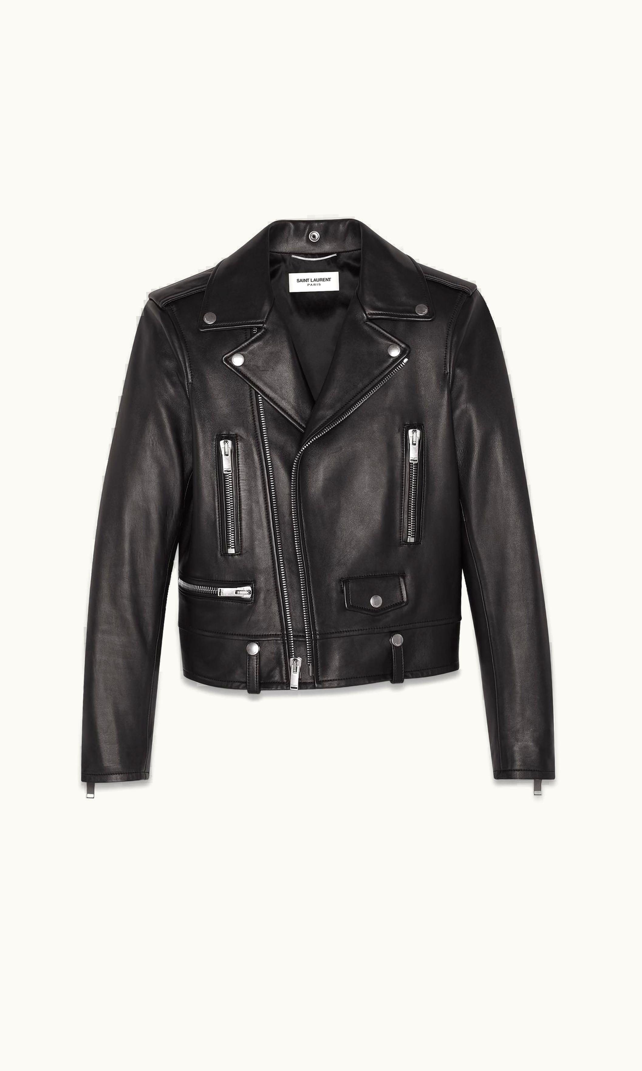 Saint Laurent Saint Laurent Motorcycle Jacket In Plunged Lambskin Black