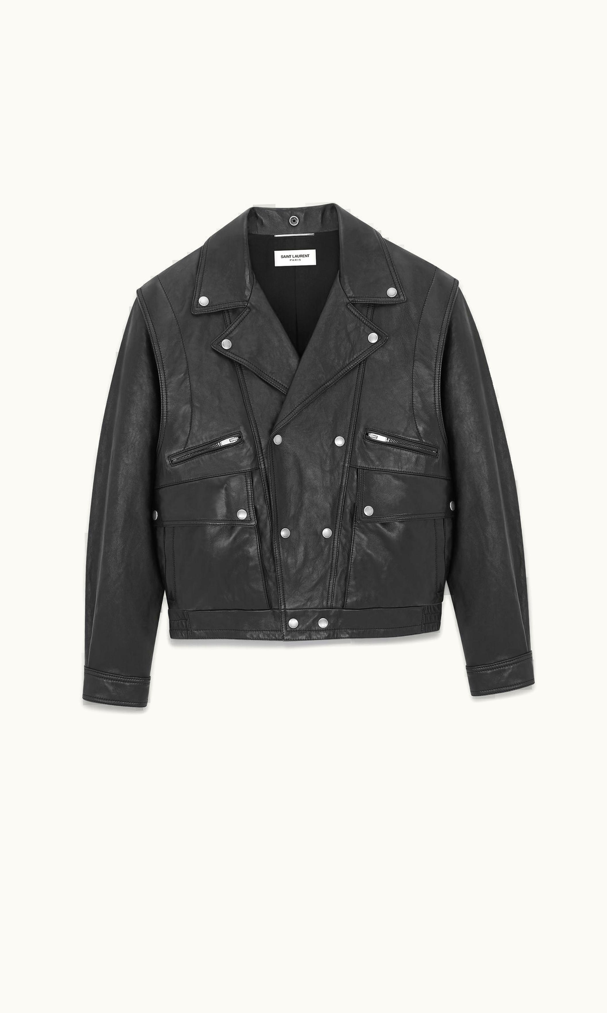 Saint Laurent Saint Laurent Biker Jacket In Vintage Crinkled Lambskin Black