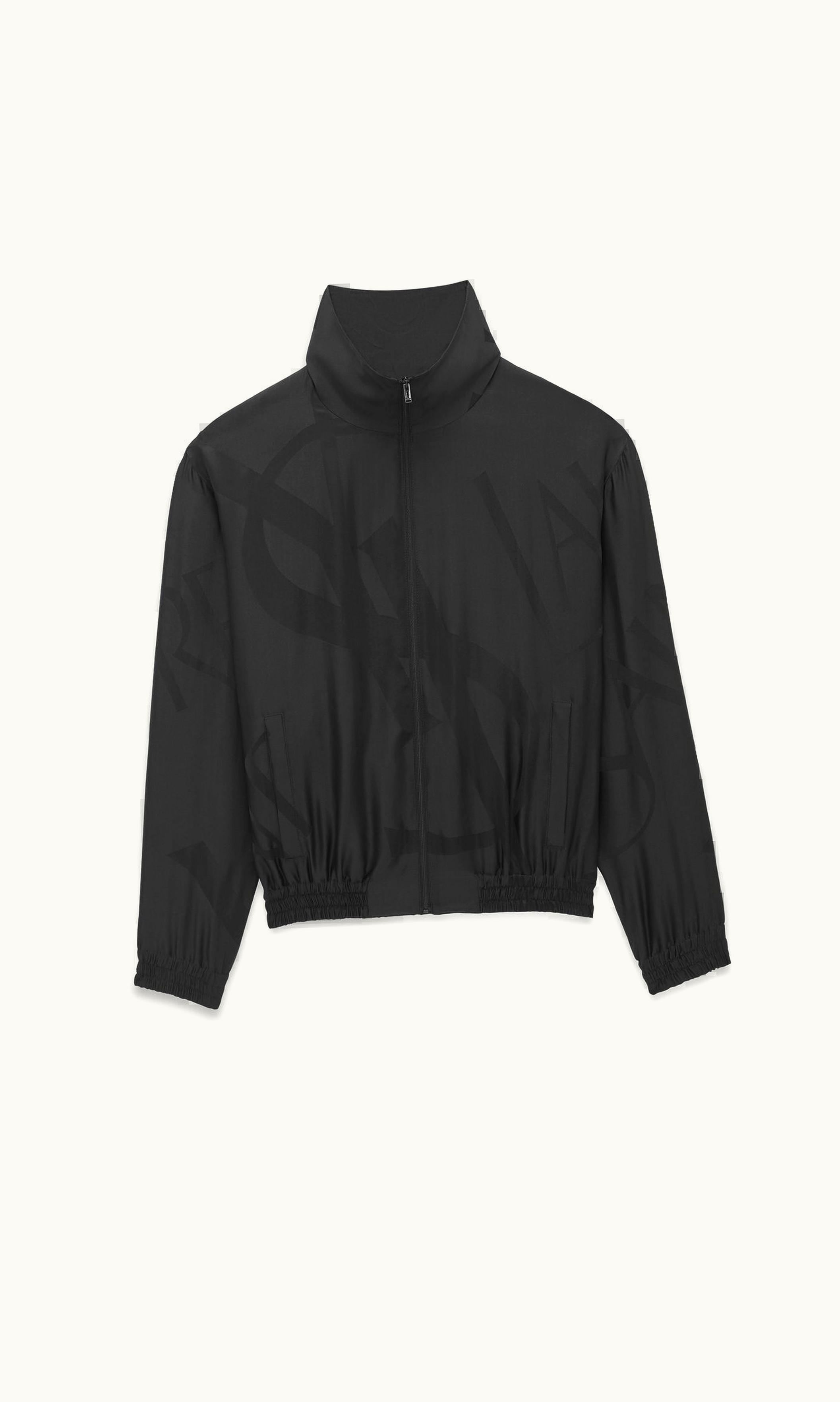Saint Laurent Saint Laurent Teddy Jacket In Oversized Cassandre Silk Twill Black