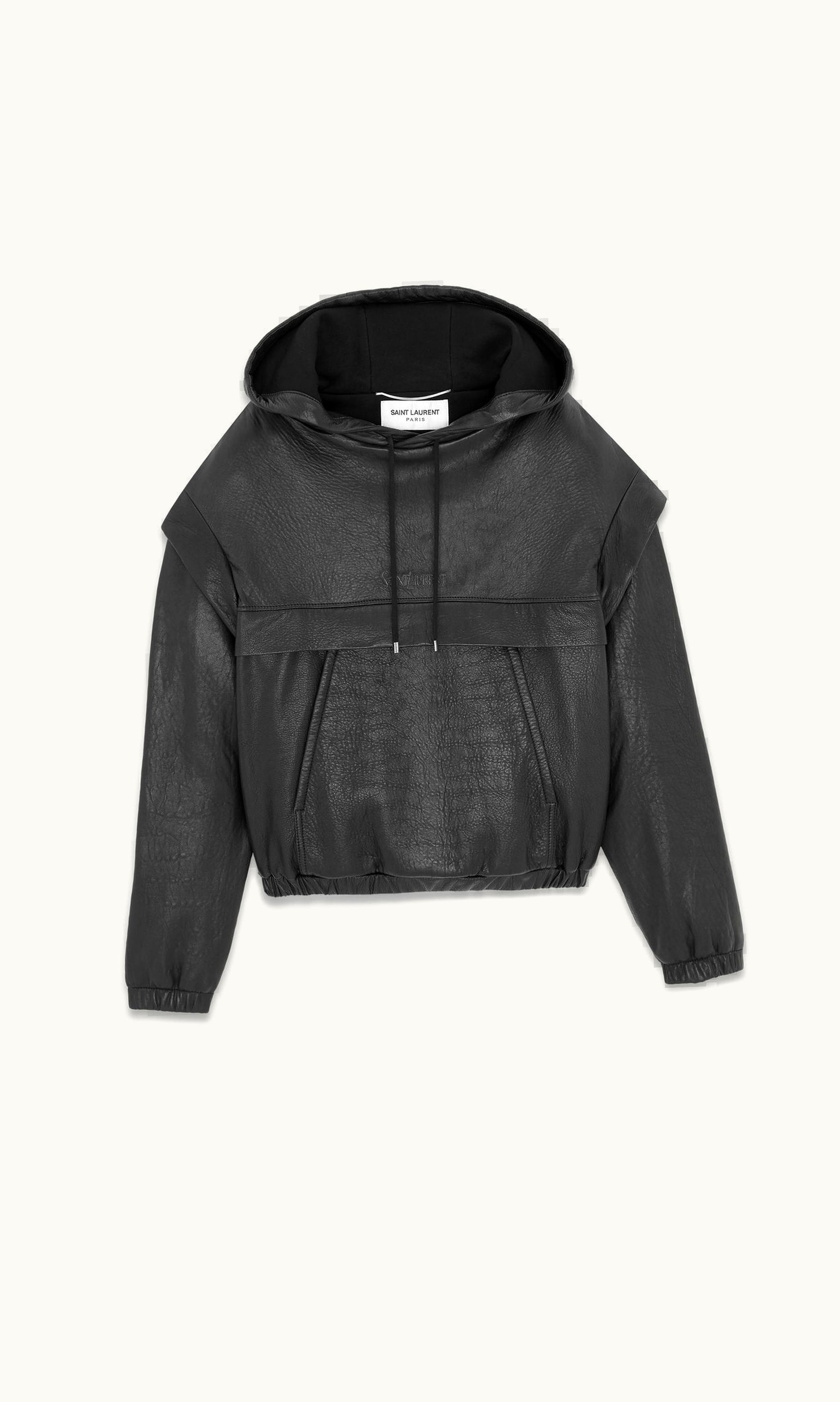 Saint Laurent Saint Laurent Hoodie In Grained Lambskin Black