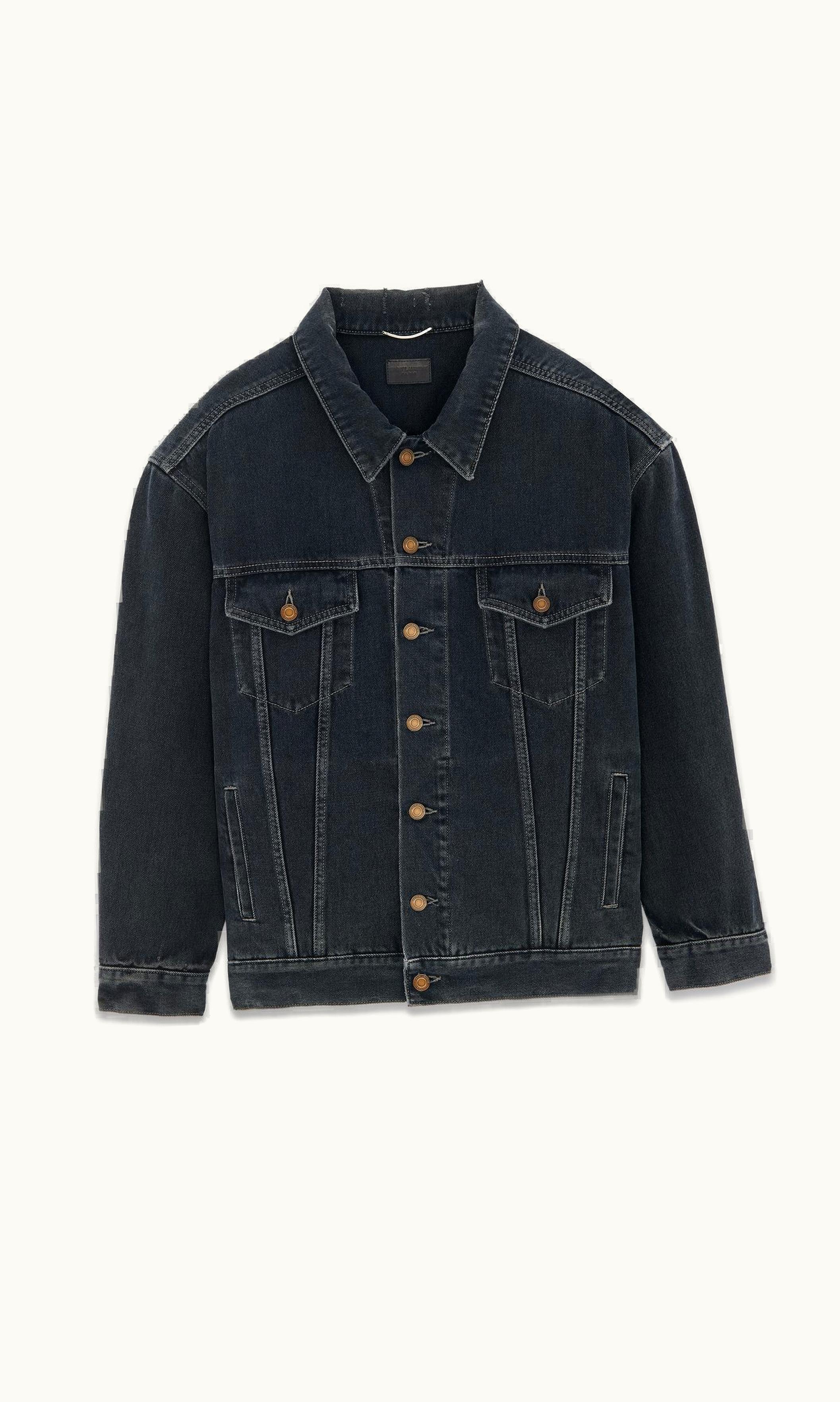 Saint Laurent Saint Laurent Oversized Jacket In Dark Blue Black Denim Dark Blue Black