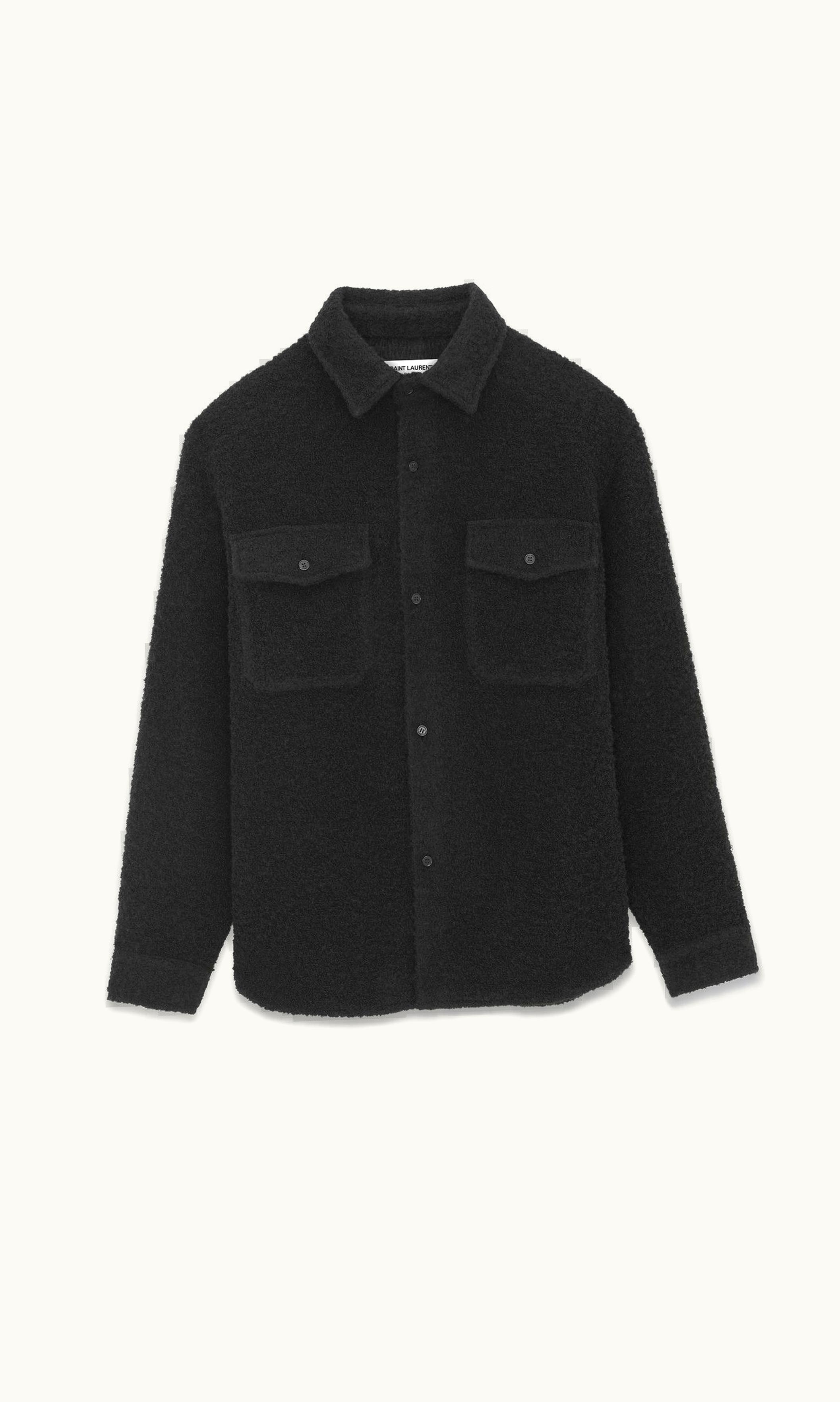 Saint Laurent Saint Laurent Overshirt In Raw Black Wool Black Raw BLACK RAW