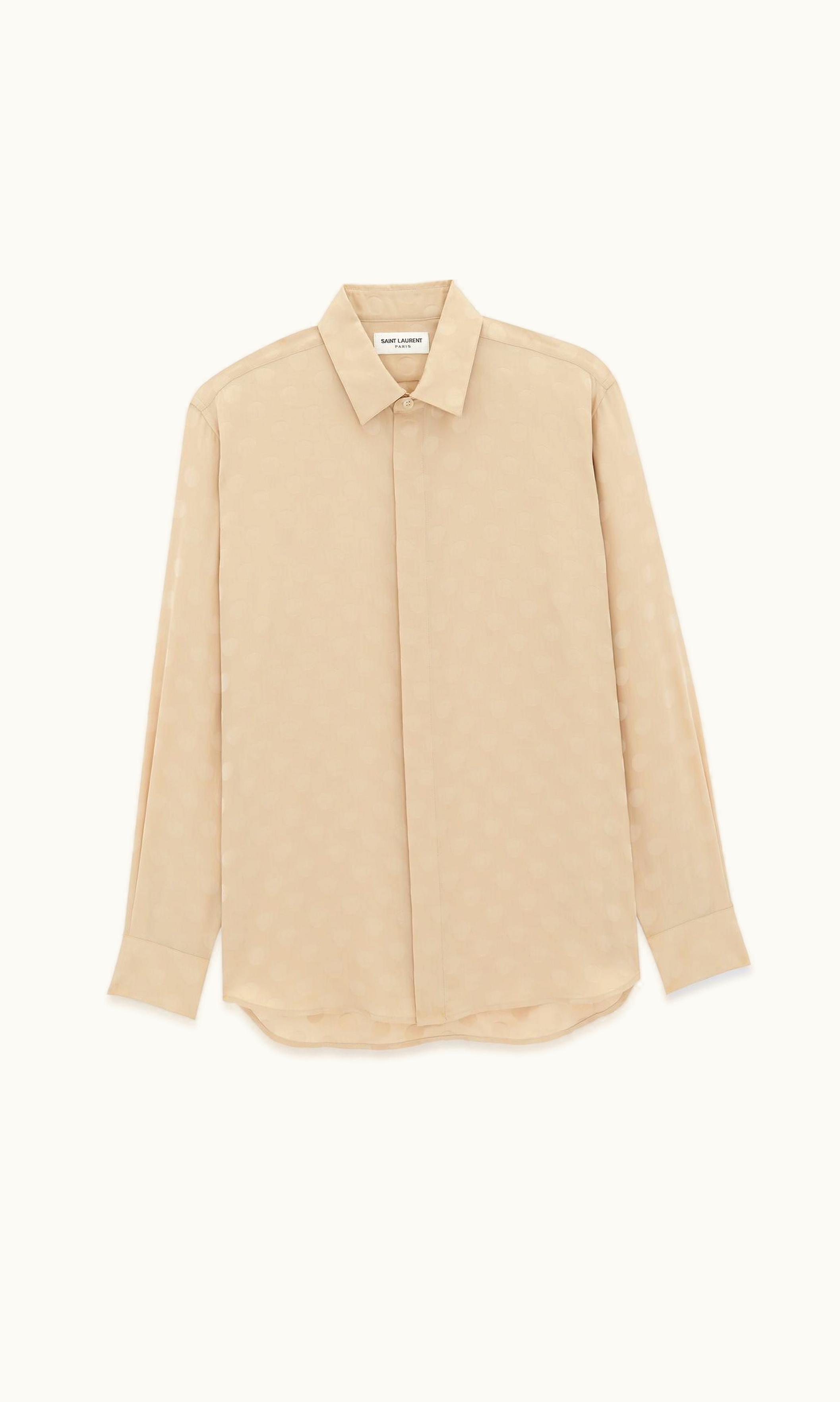 Saint Laurent Saint Laurent Shirt In Dotted Shiny And Matte Silk Creme CREME