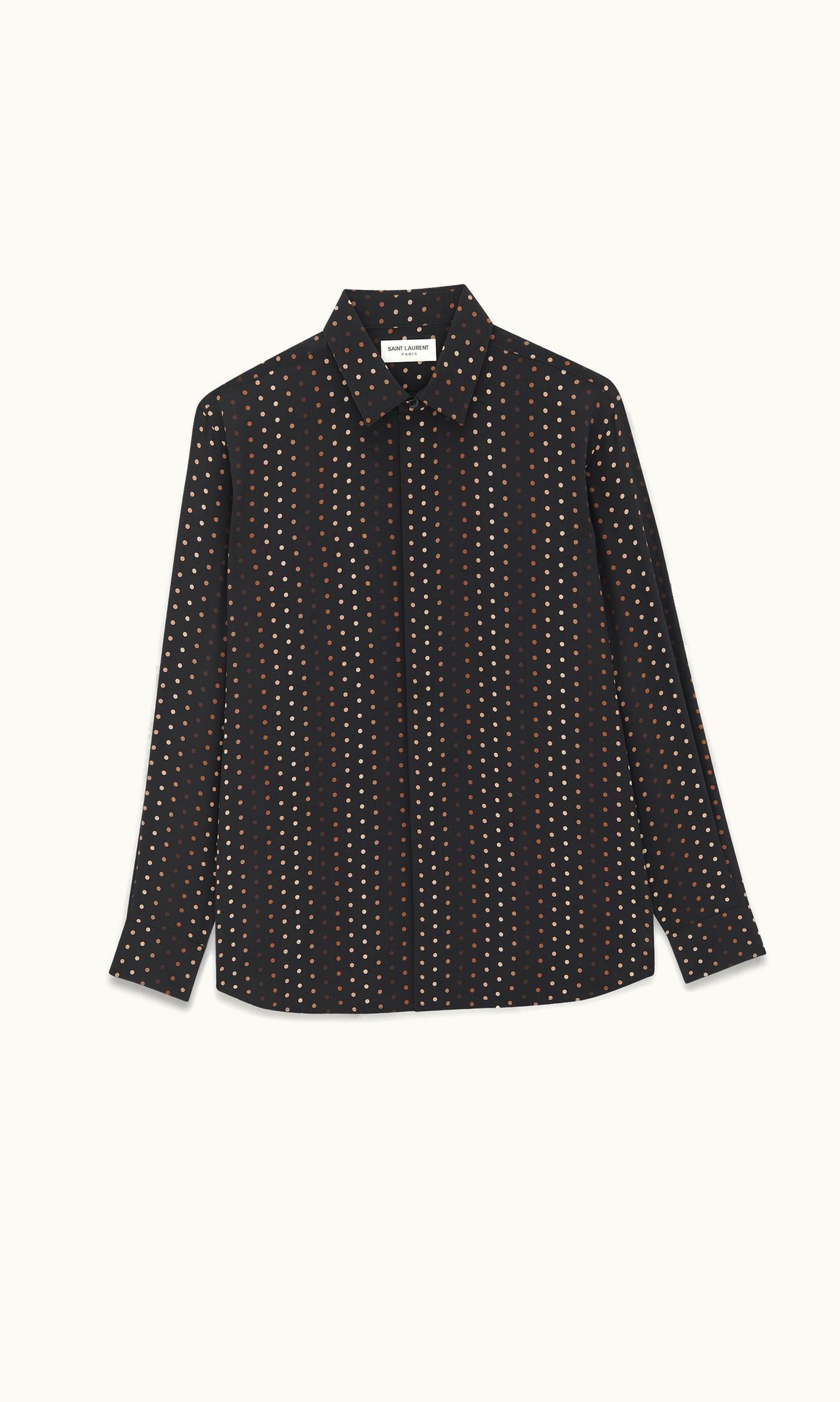 Saint Laurent Saint Laurent Shirt In Dotted Crepe De Chine Black