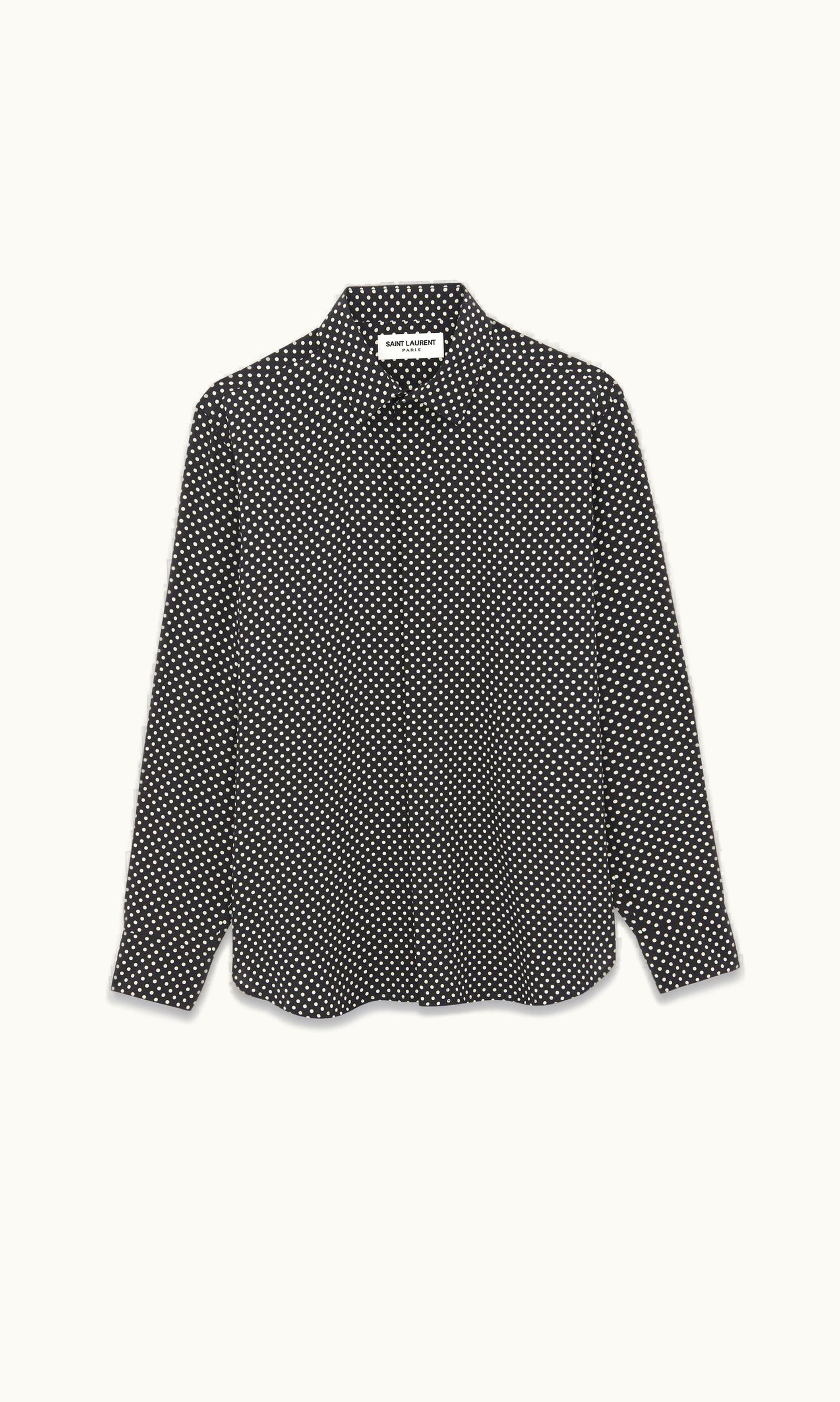 Saint Laurent Saint Laurent Shirt In Dotted Crepe De Chine Noir Craie NOIR CRAIE