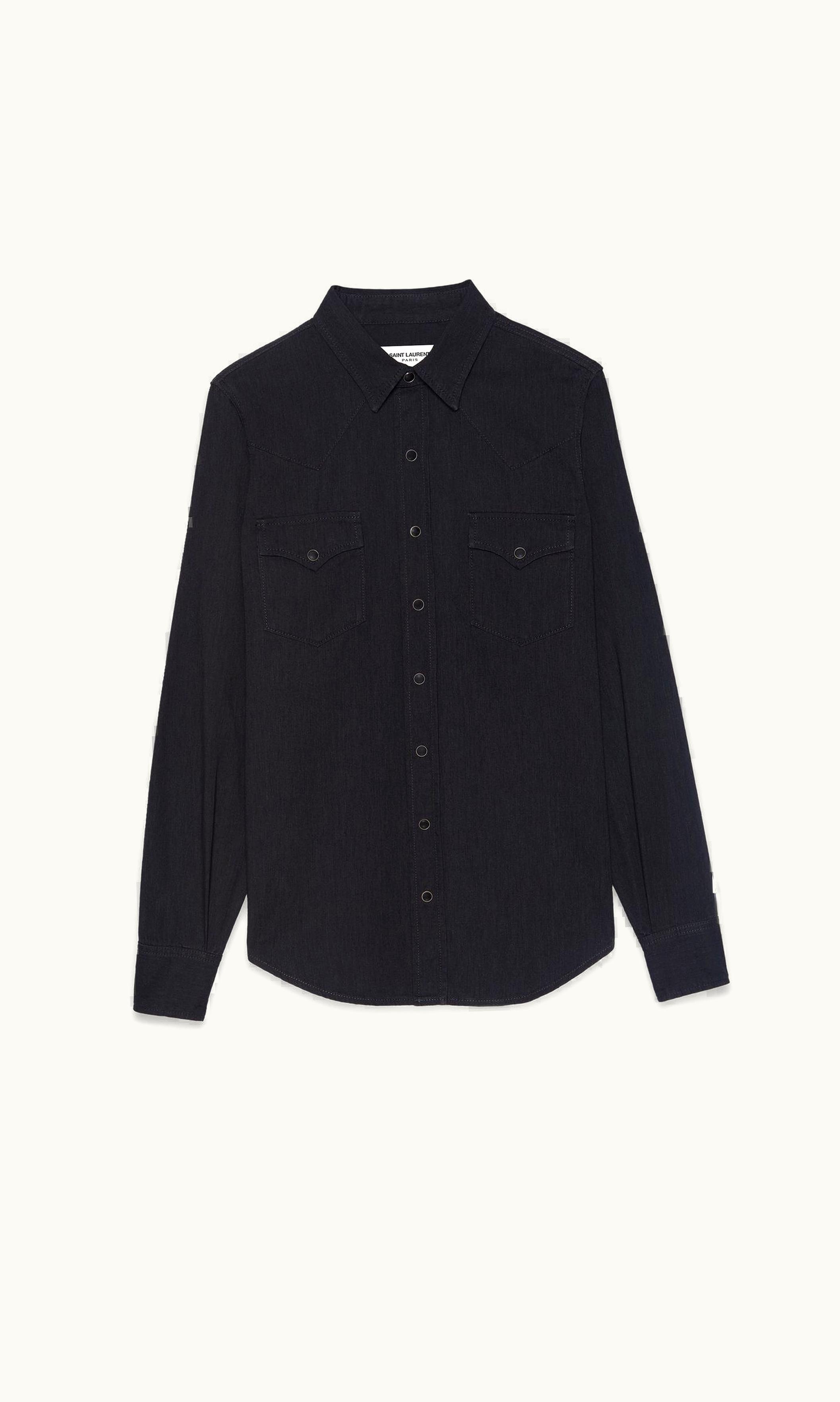 Saint Laurent Saint Laurent Western Shirt In Black Rinse Denim Black Rinse