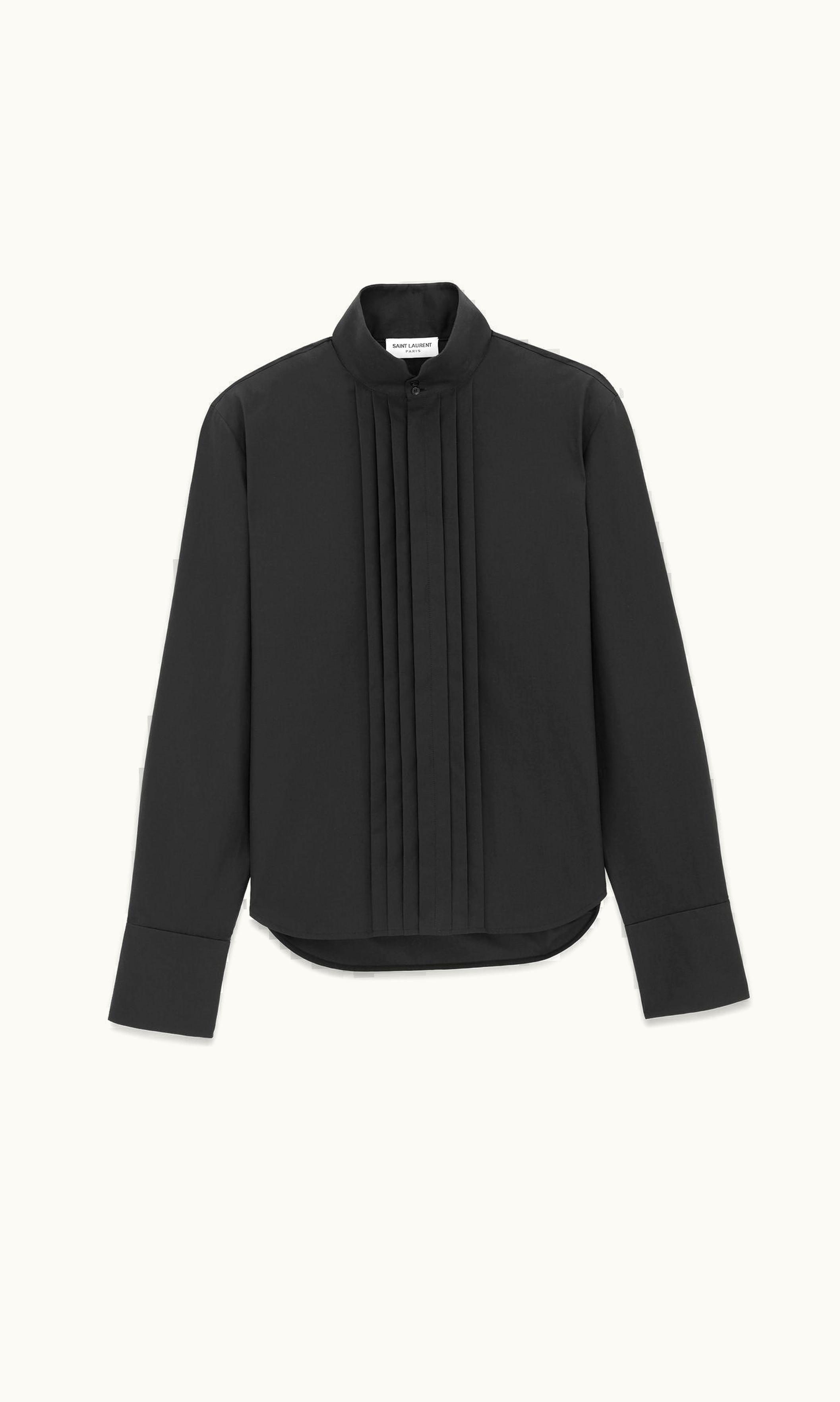 Saint Laurent Saint Laurent Pleated Shirt In Cotton Poplin Black