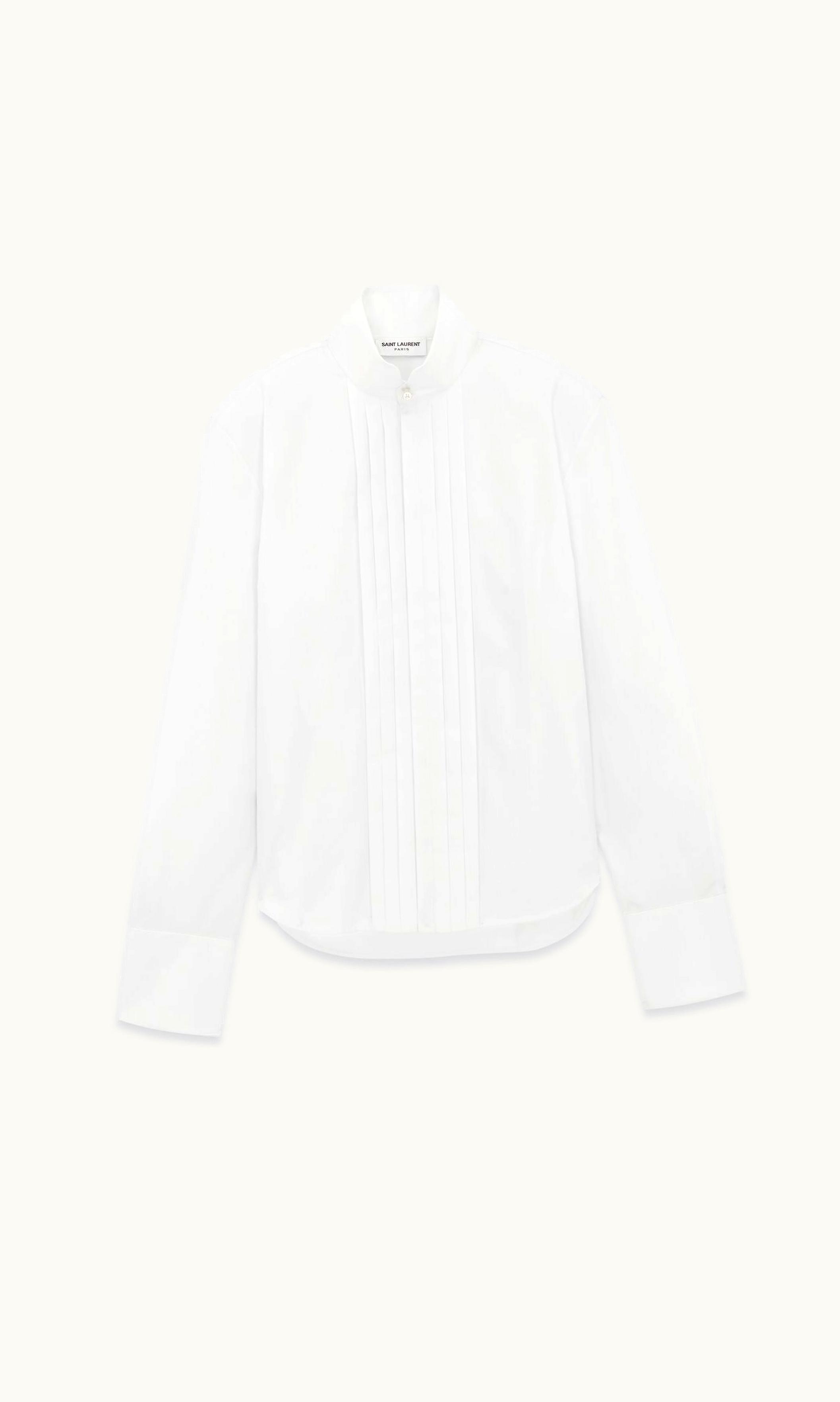 Saint Laurent Saint Laurent Pleated Shirt In Cotton Poplin White WHITE
