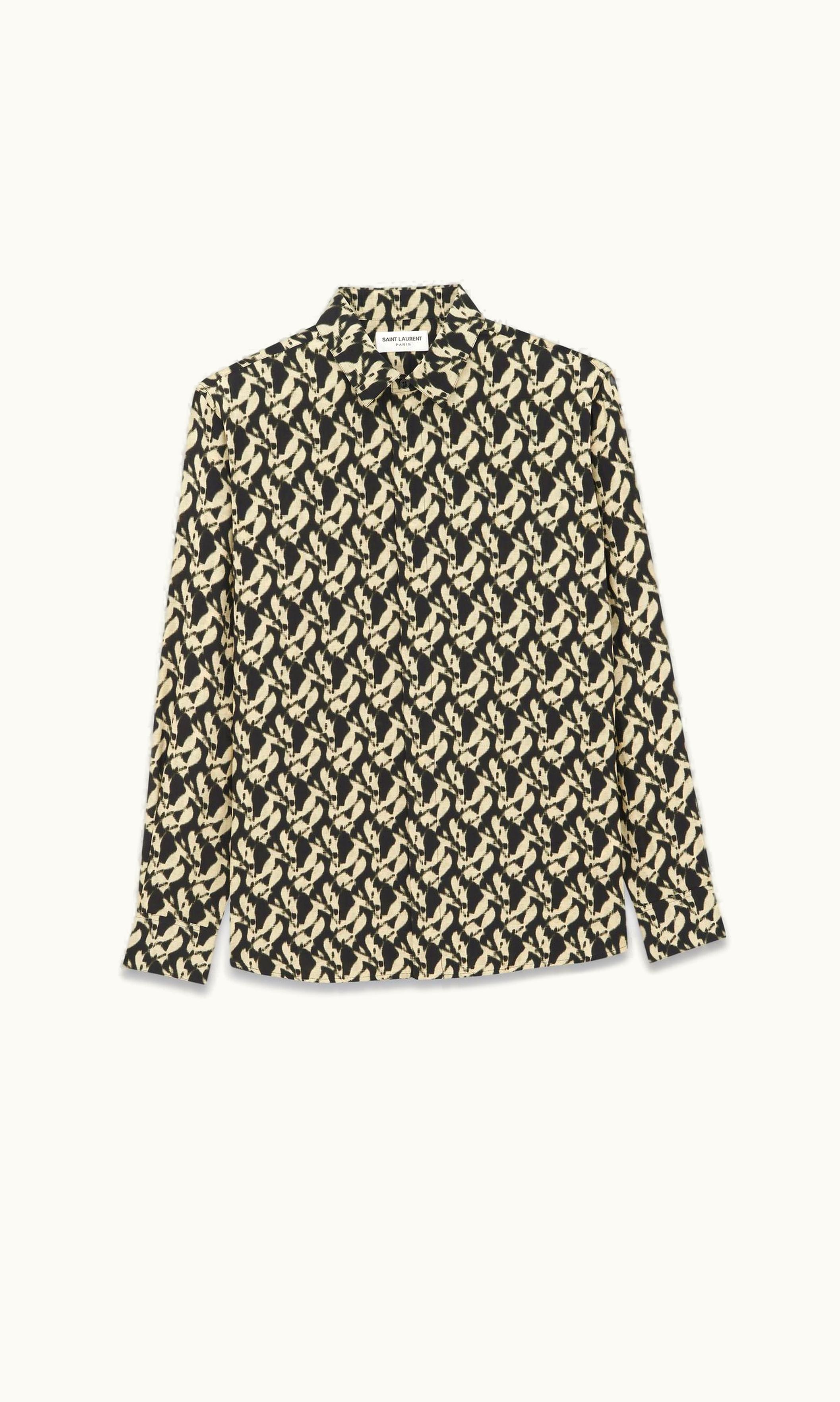 Saint Laurent Saint Laurent Yves Collar Classic Shirt In Viscose And Silk Noir Et Sable