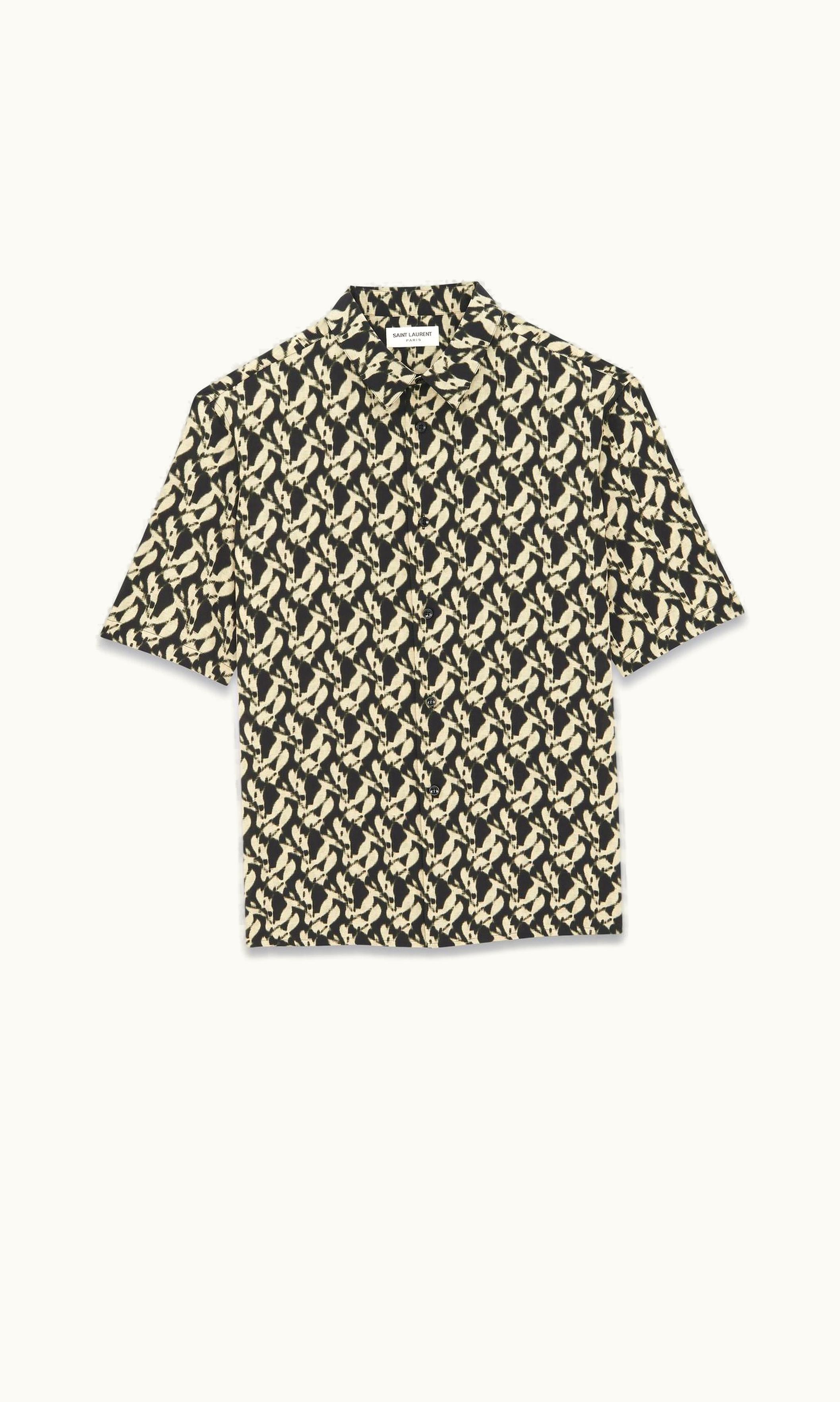 Saint Laurent Saint Laurent Shirt In Viscose Voile Noir Et Sable